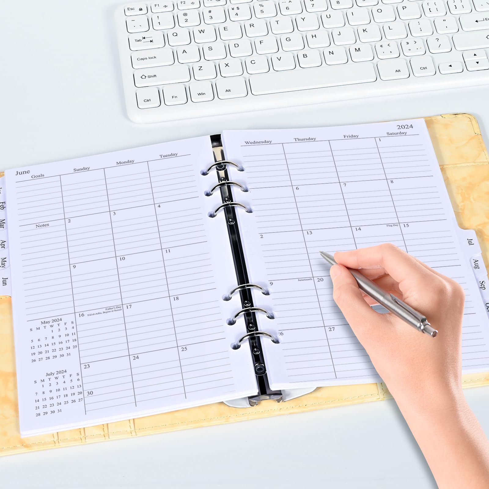 2024-2025 Monthly Planner Refill - A5 6-Hole Planner Inserts (Jan 2024-Jun 2025) | 18 Monthly Calendars with Tabs | 5.5