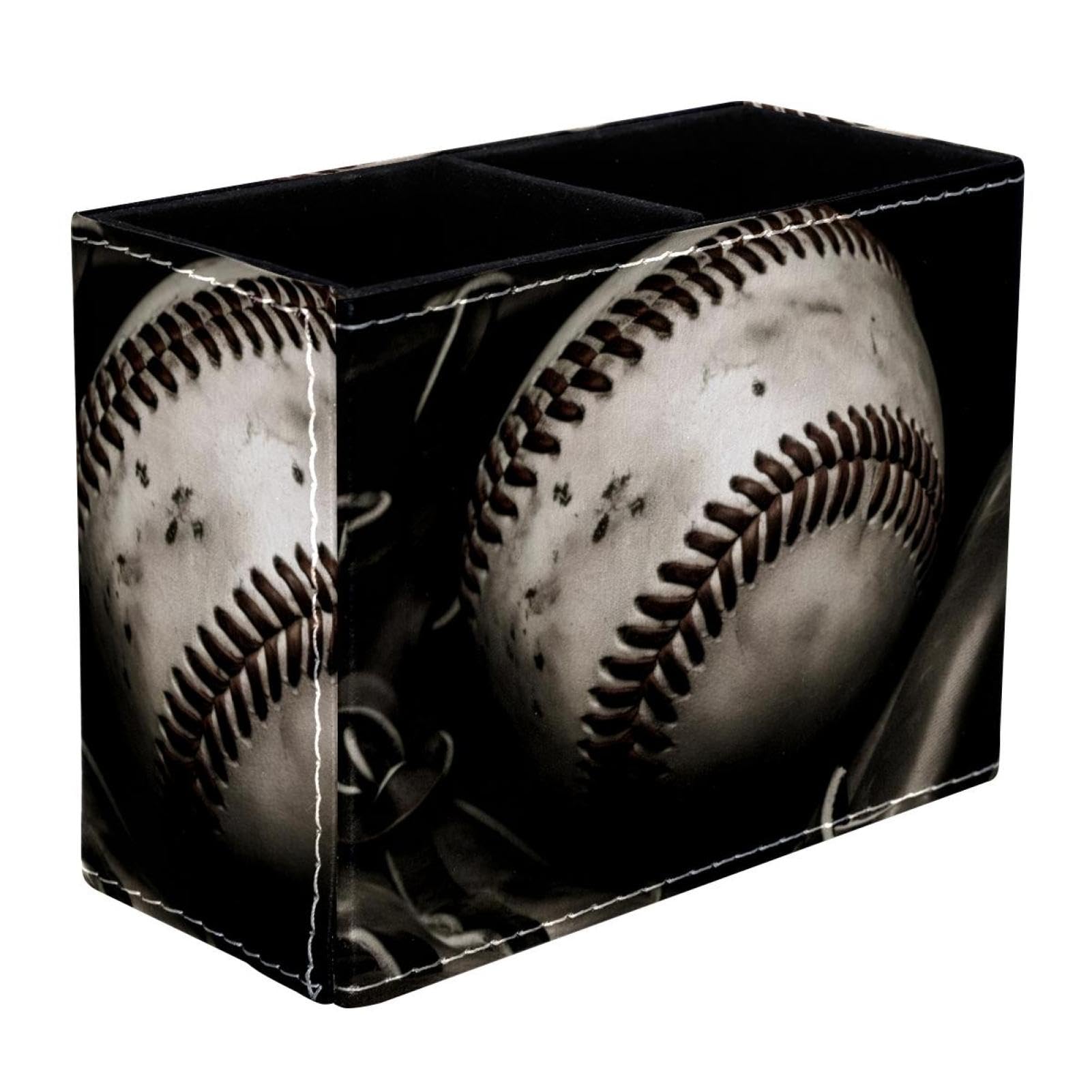 Baseball Themed Pencil Holder & Makeup Brush Organizer - Stylish Desk Accessory for School, Office, and Makeup Vanity