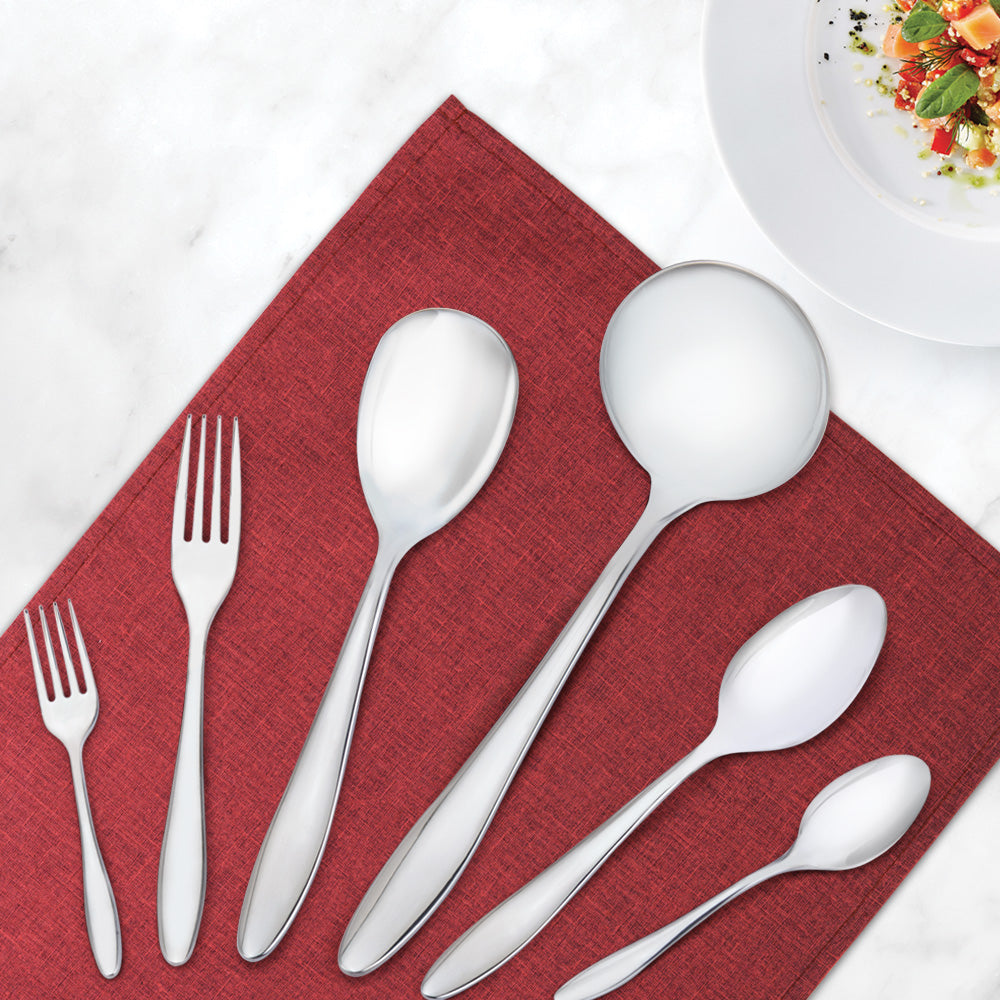 Premium KUKERI Tsubaki 18-Piece Stainless Steel Cutlery Set (8058-2880) - Complete Flatware Set for 4, Perfect for Dining, Entertaining & Wedding Gifts