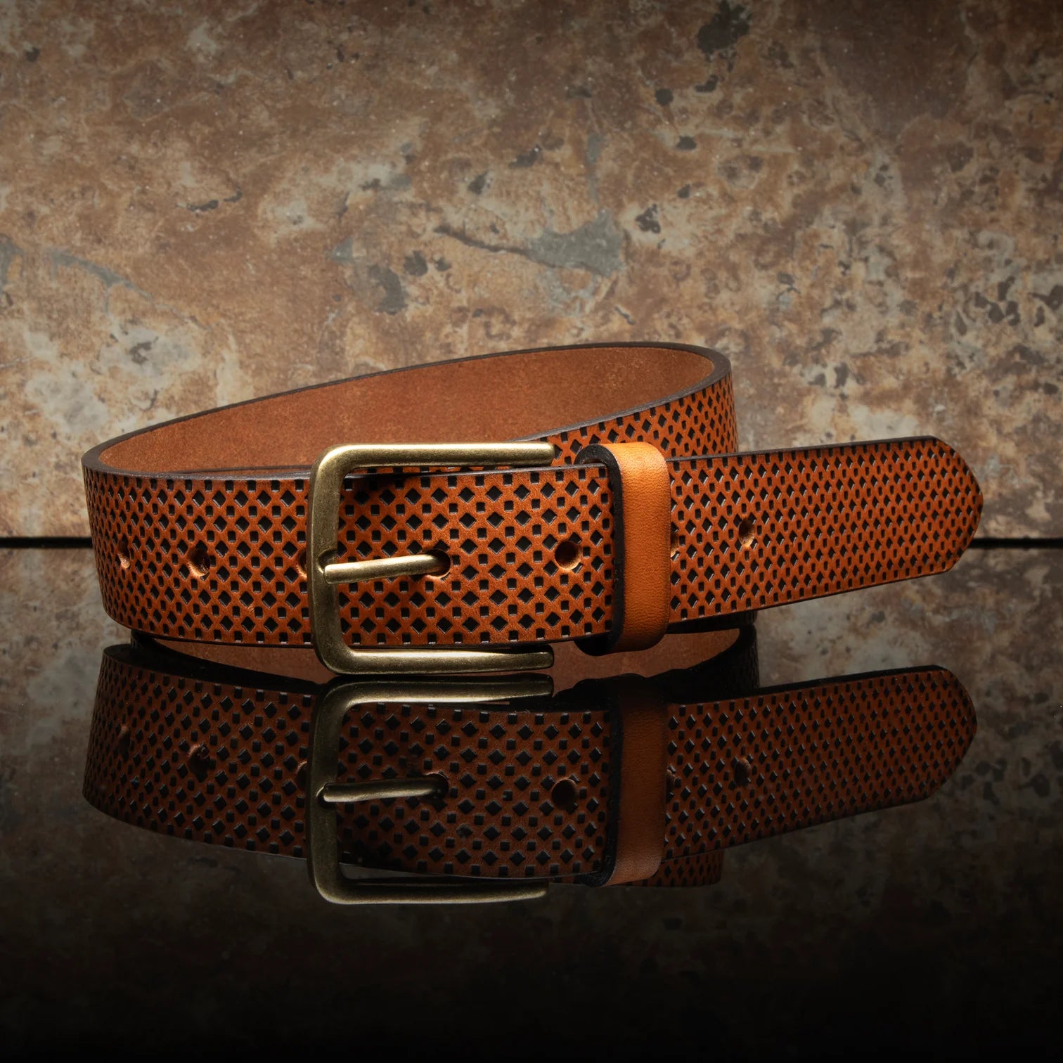 Premium Brown Embossed Golf Belt for Men - Stylish & Durable Leather Belt for Golf, Casual Wear & Office Attire