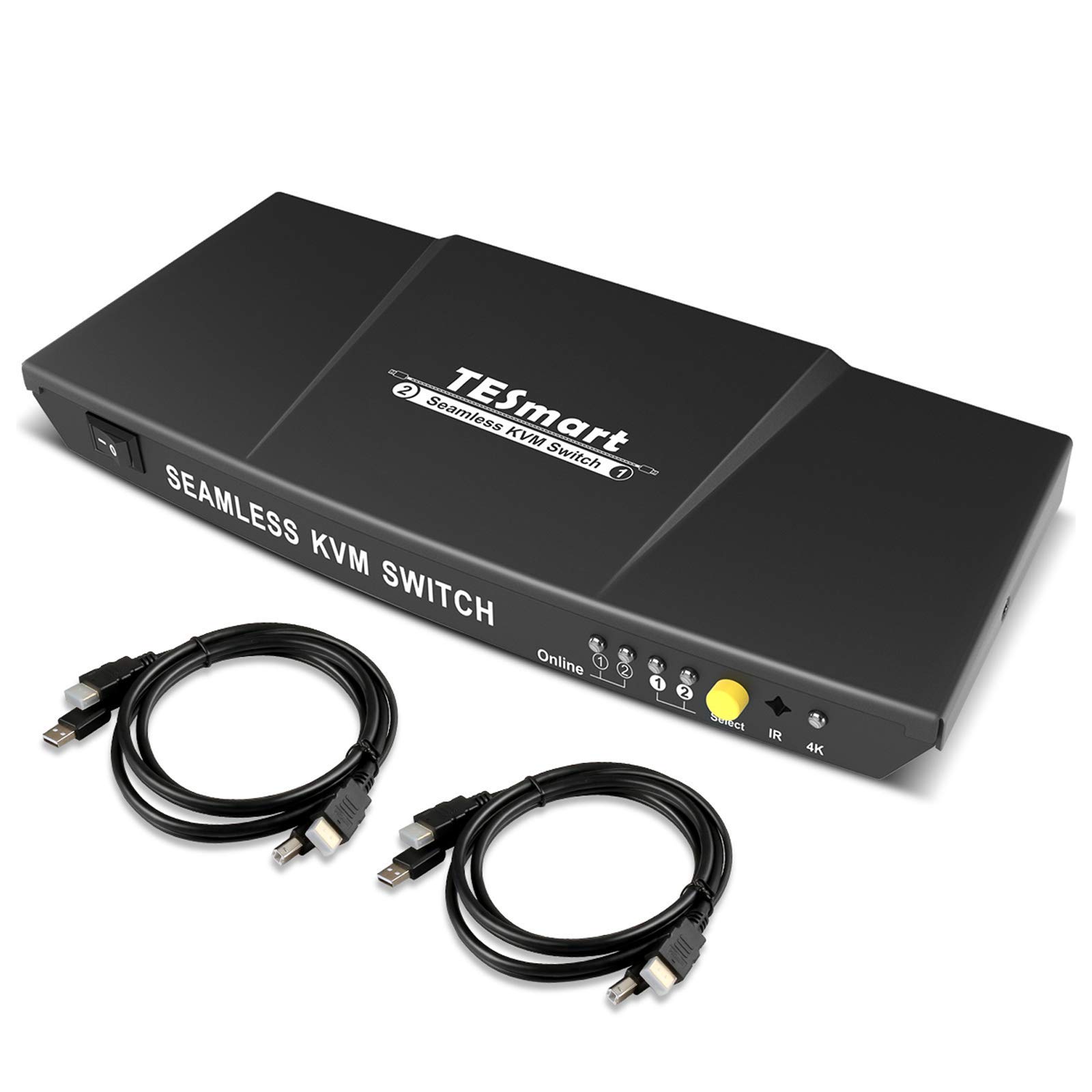 TESmart 4K@30Hz HDMI KVM Switch with PIP, IR Remote & USB 2.0 Hub - 2 Input 1 Output for Dual Monitor PC & Home Office Setup