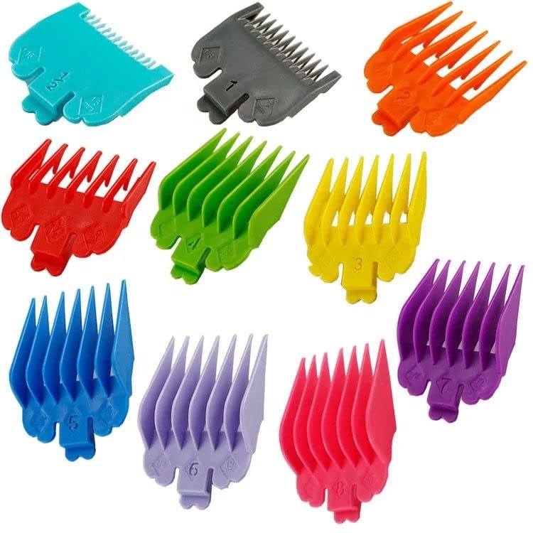 TB-PRO 10 PCS Colorful Hair Clipper Guards for Wahl Clippers - Professional Plastic Clip Guides with 10 Cutting Lengths (1.5mm-13mm) - Perfect for Men's & Women's Haircuts, Beard Trimming, and Pet Grooming