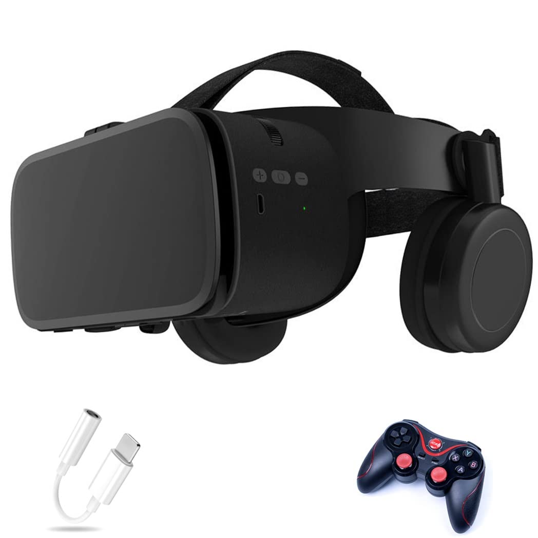 3D VR Headset with Bluetooth Controller - Compatible with iPhone 13 Pro Max/13 Pro/13/12/11, Samsung Galaxy S21, Huawei & Xiaomi Series - Immersive Gaming & Virtual Reality Experience for Movies, Travel & Education (Color: E, Size: iOS)