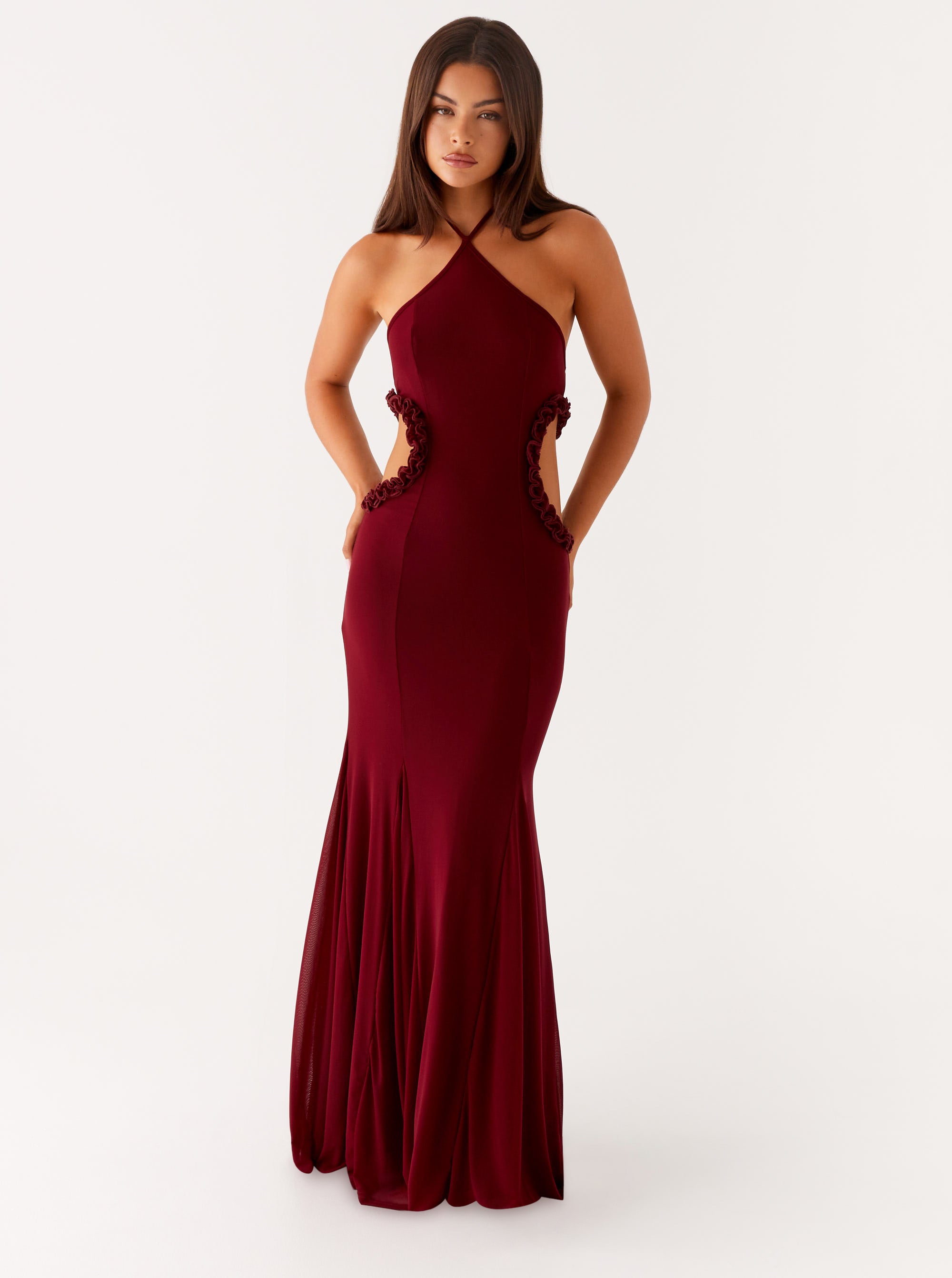 Jemima Maxi Dress in Raspberry Wine - Elegant Flowy Long Dress for Women, Perfect for Weddings, Parties & Summer Outfits