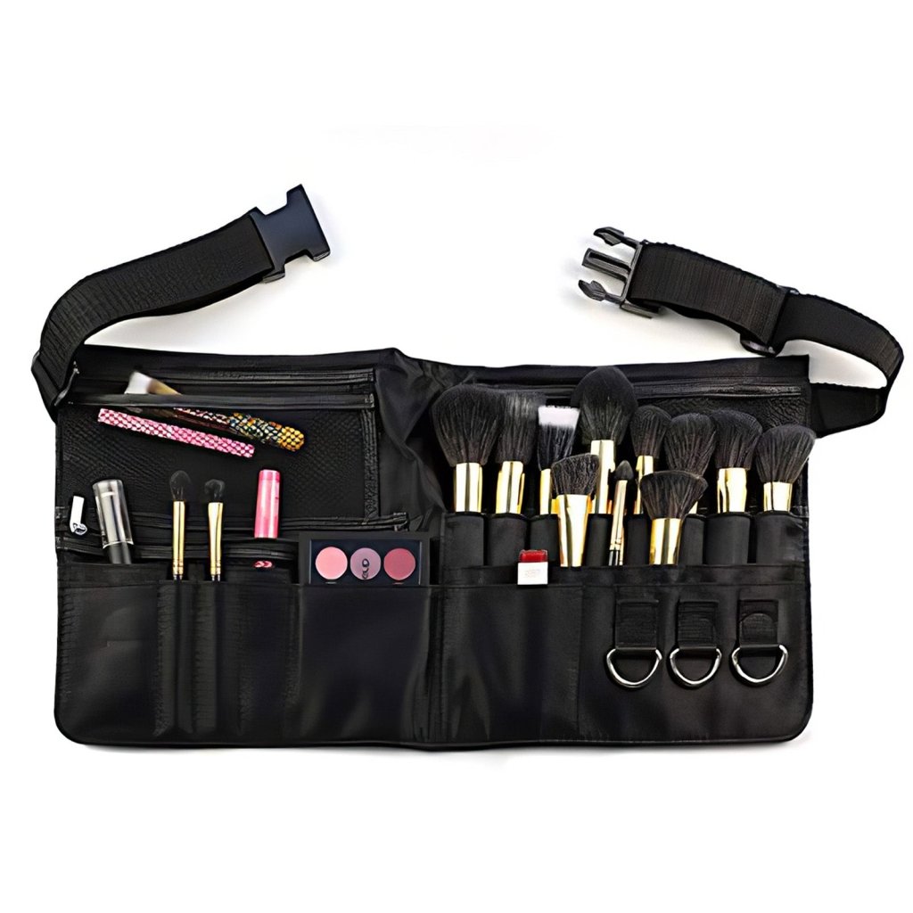 Professional Makeup Brush Bag with Adjustable Belt Strap - Waterproof Cosmetic Organizer for Travel & Pro Artists | Perfect for Salon, Home Use & On-the-Go Makeup Application