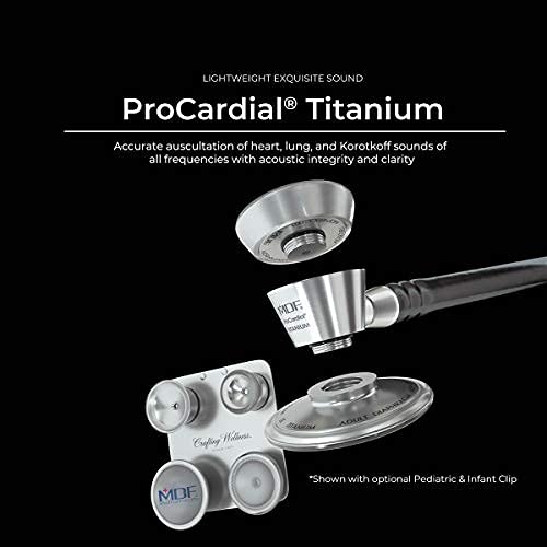 MDF Instruments Poseidon ProCardial Cardiology Stethoscope - Lightweight Titanium Dual Head Stethoscope for Adults with Poseidon Tube & Capridium Chestpiece (Titanium Blue, Model MDF797TPSCD) | Perfect for Medical Professionals, Nurses, and Healthcare Students in Clinical Settings