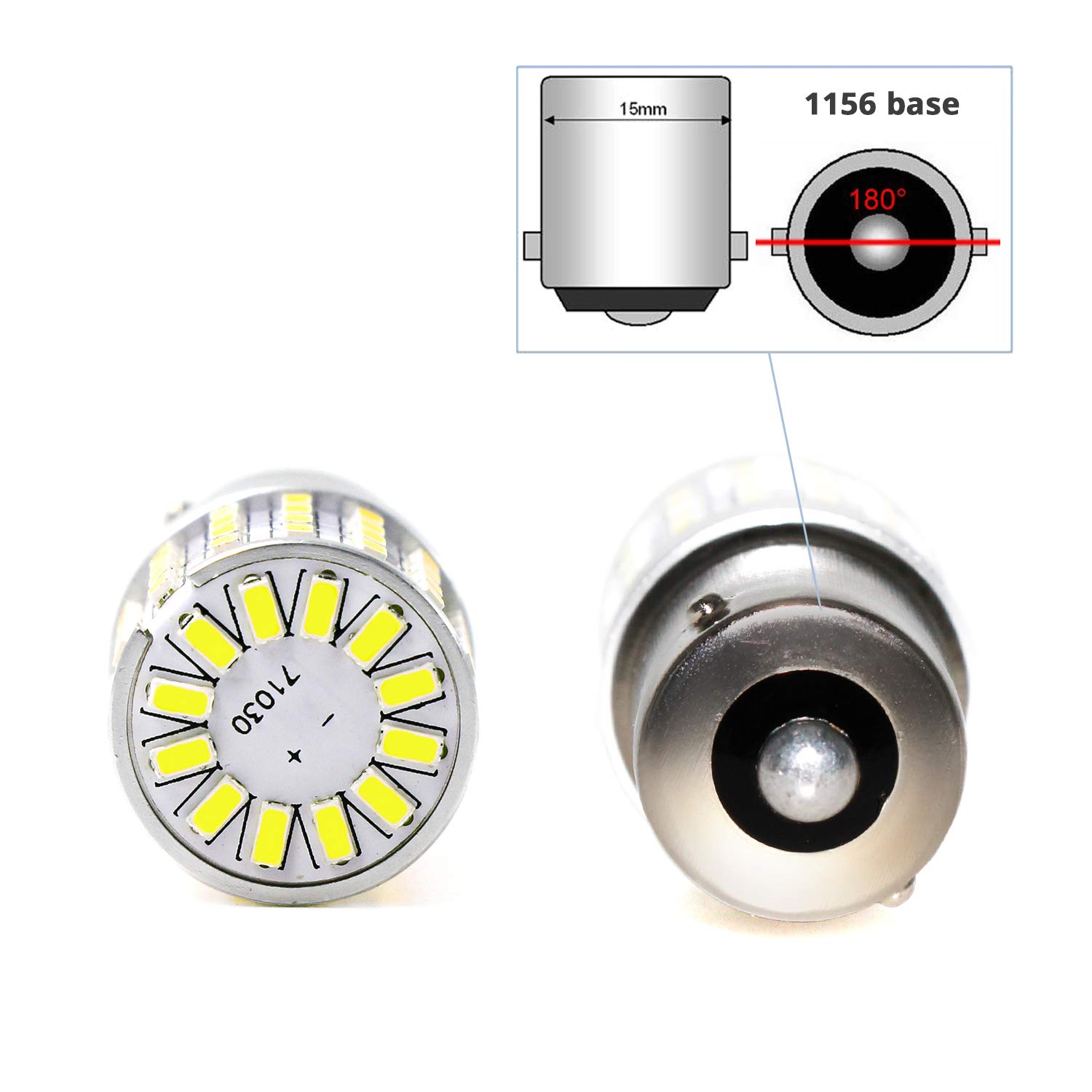 PHINLION 2000 Lumens 7506 1156 LED Reverse Light Bulbs - Super Bright 3014 72-SMD BA15S 1073 1141 LED Backup Bulb for Brake, Stop, Tail Lights - 6000K Xenon White (Pack of 2) - Perfect for Trucks, SUVs, and Cars in Low-Light Parking Scenes