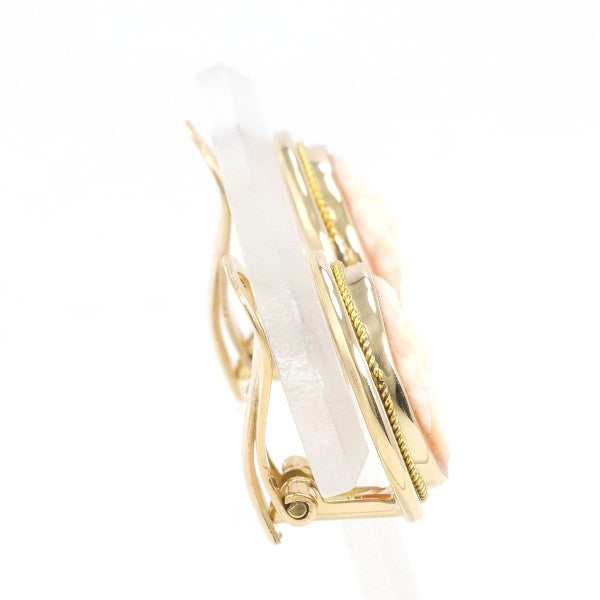 18K Yellow Gold Shell Cameo Earrings - Vintage Italian Handmade Jewelry for Women | Elegant Gift for Mother's Day, Anniversary & Special Occasions