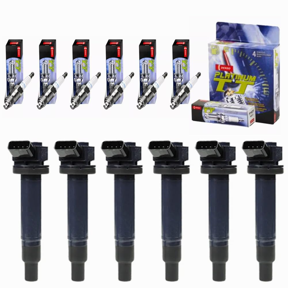 MCK UF267 Ignition Coil Pack & DENSO Platinum Spark Plugs Set - Compatible with Toyota Sienna, Camry, Avalon, Highlander, Solara & Lexus ES300, RX300 3.0L 3.3L V6 (1999-2005) - 6-Piece Replacement Kit for Smooth Engine Performance & Fuel Efficiency