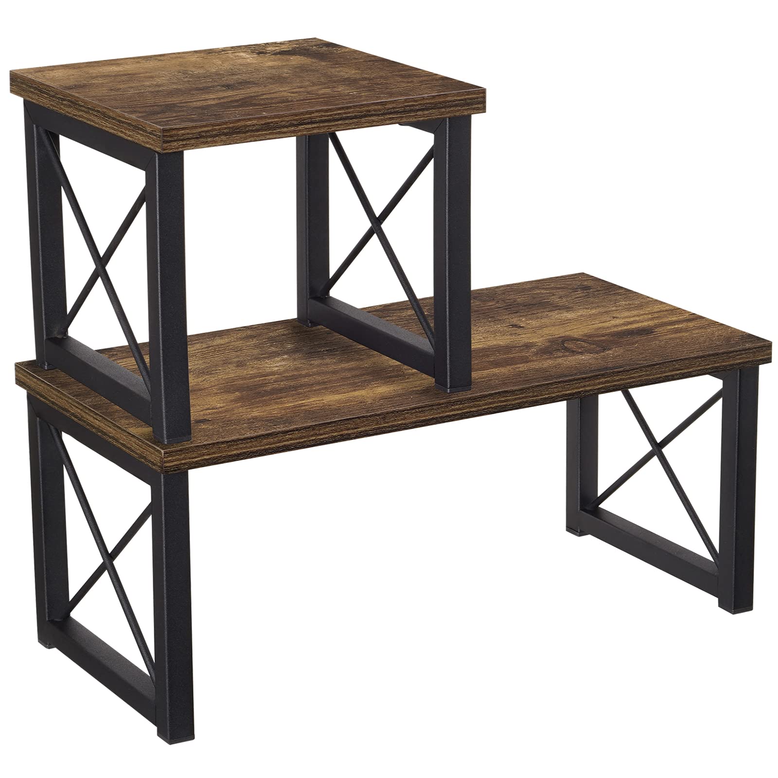 Giikin Wood Desktop Shelf - Adjustable 2-Tier Table Top Corner Shelf Stand for Kitchen Counter, Office Desk & Home Organization - Monitor Riser, Spice Rack, Cup Holder, Jar Organizer - Stackable Space-Saving Storage Solution for Small Spaces