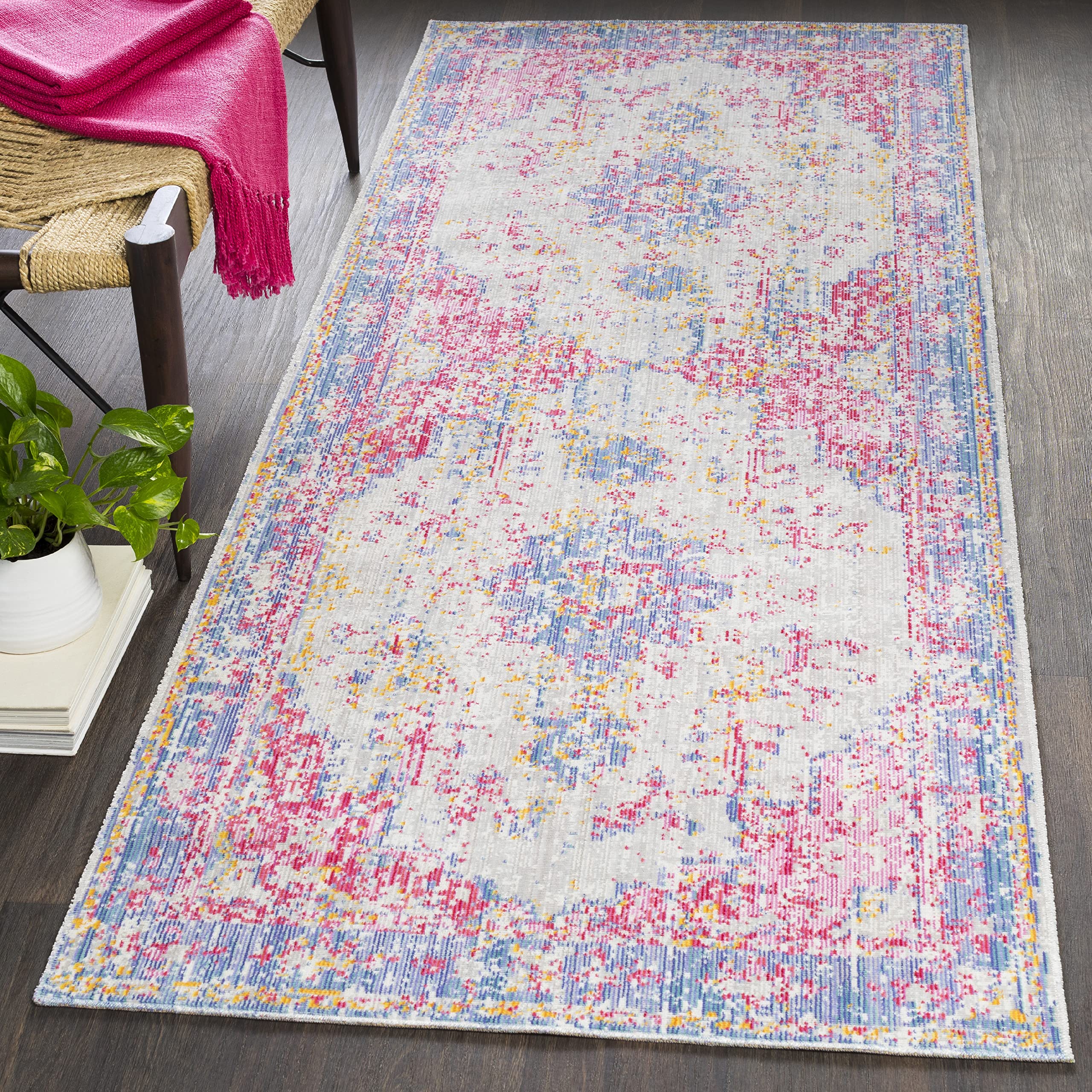 Mark&Day Traditional Blue Runner Rug 3x8 - Non-Slip Hallway, Kitchen, Bedroom & Living Room Carpet (2'11