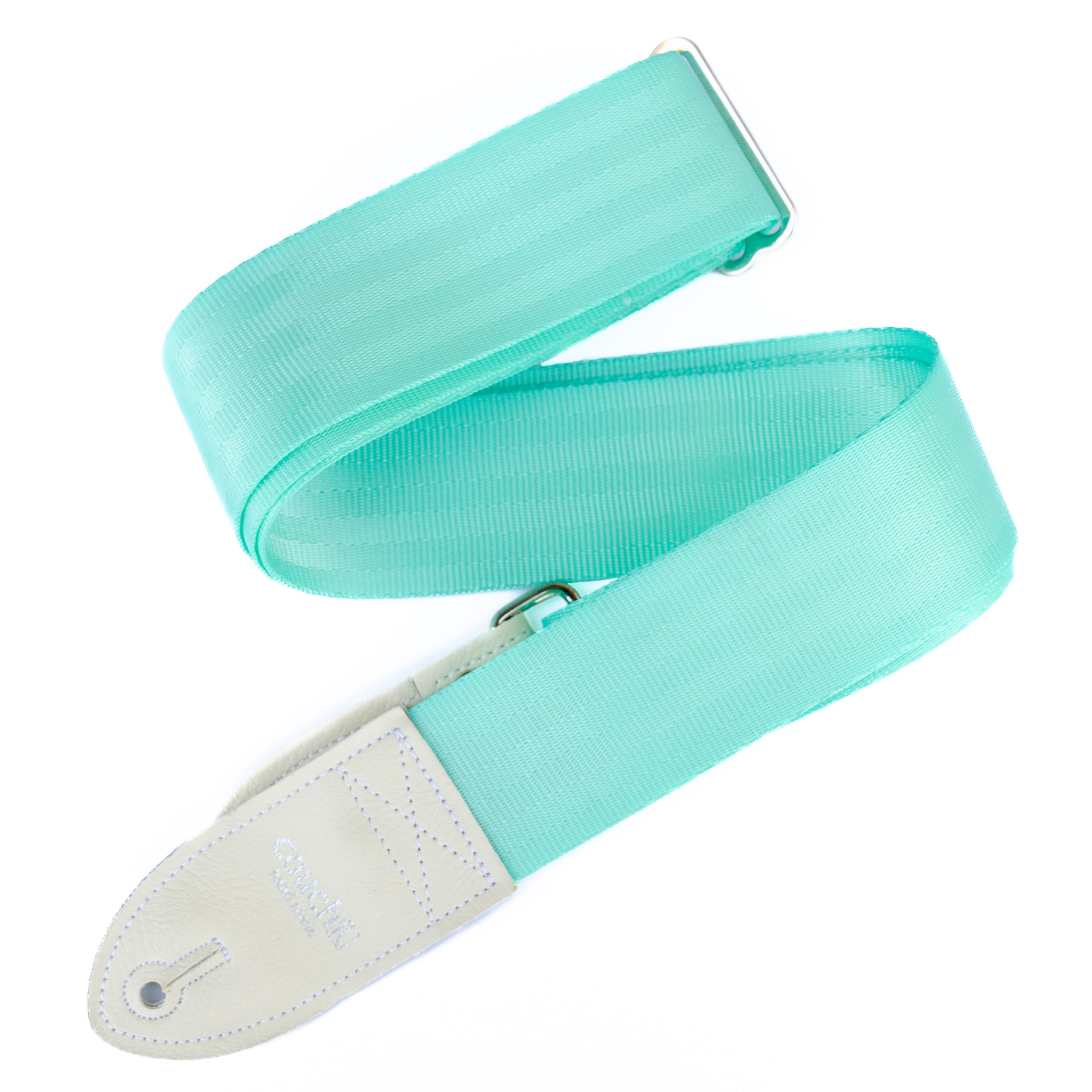 Eco-Friendly Recycled Seatbelt Guitar Strap - Handmade in USA by Couch Guitar Straps (Mint & White) | Durable, Comfortable & Sustainable for Acoustic/Electric Guitar Players