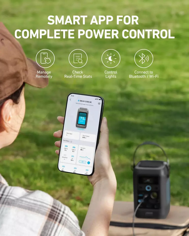 Anker SOLIX C300X 288Wh Portable Power Station - 300W Output, Solar Generator for Camping, RV, Emergencies & Outdoor Adventures