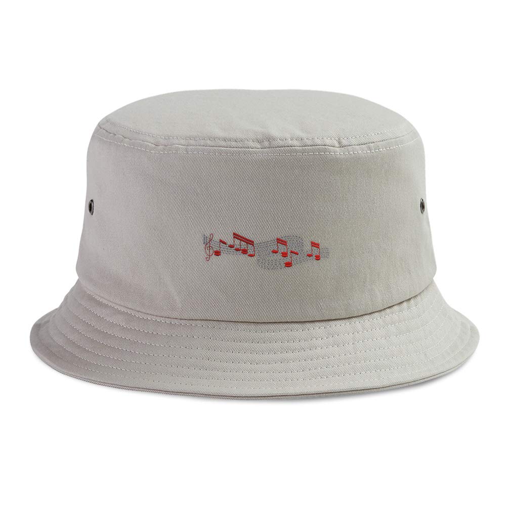 Custom Embroidered Cotton Bucket Hats with Music Notes Design for Men & Women - Casual Outdoor, Streetwear, and Festival Fashion Accessory