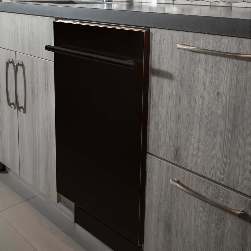 ZLINE 24 Inch Built-In Dishwasher with Oil Rubbed Bronze Finish - Stainless Steel Tub, Modern Handle, Ultra Quiet 52dBa (DW ORB 24) - Perfect for Modern Kitchens and Open Concept Homes