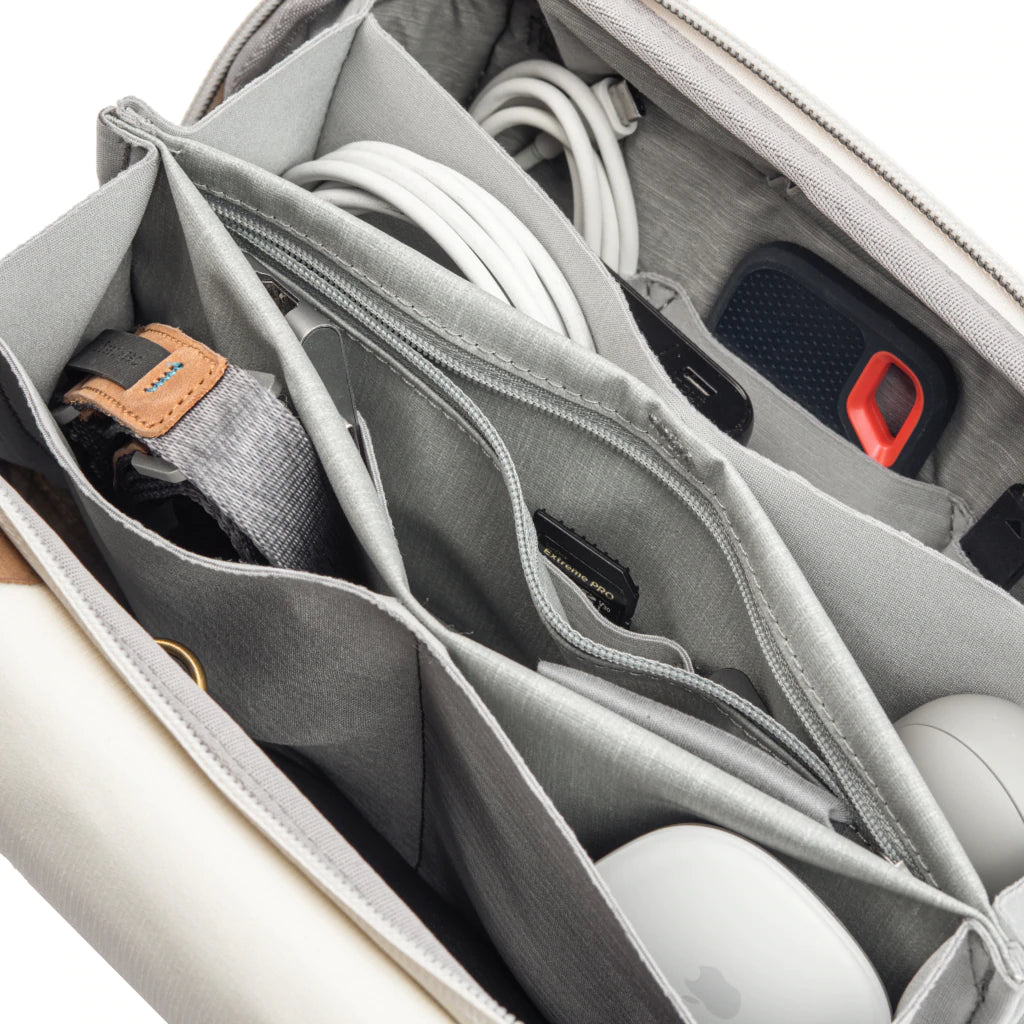 Peak Design Tech Pouch V2 - Premium Travel Organizer for Electronics & Cables (Bone Color) - Perfect for Business Trips, Digital Nomads & Everyday Carry