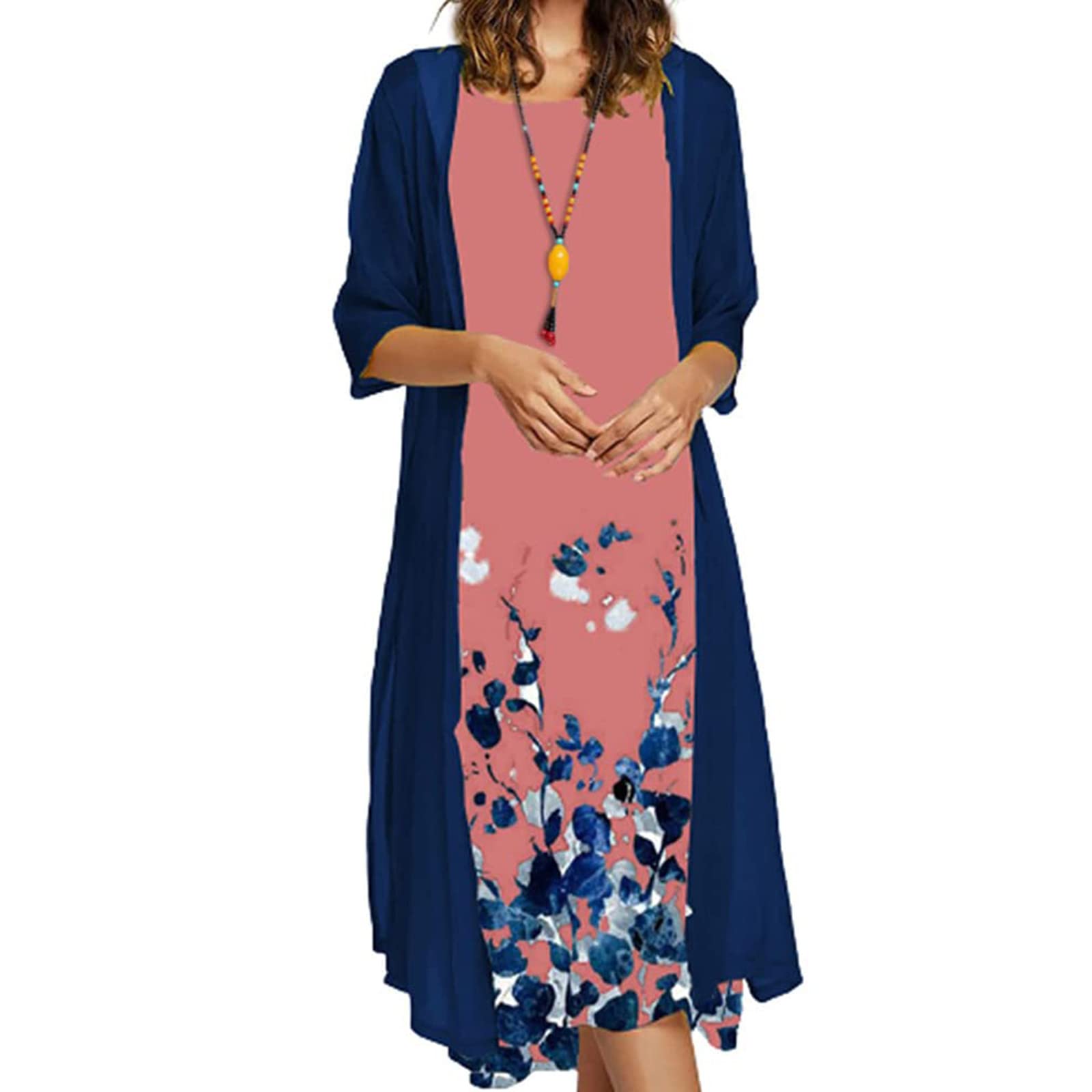 Elegant Floral Maxi Dress for Women - Casual Two Piece Set, Plus Size Boho Beach Sundress for Spring Summer 2022 | Perfect for Wedding Guest, Vacation & Outdoor Events