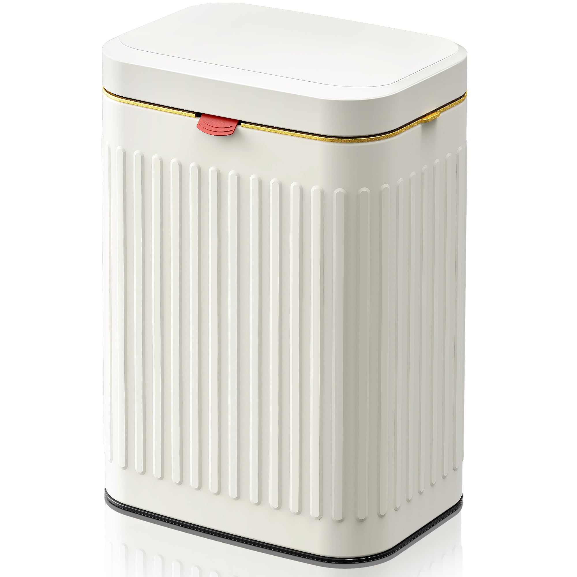 Stainless Steel Hanging Compost Bin with Lid - 2.1 Gallon (8L) Kitchen Trash Can for Indoor Use - Wall Mount Under Sink, Cabinet or Bathroom - Ivory White - Perfect for Organic Waste Recycling & Small Space Organization