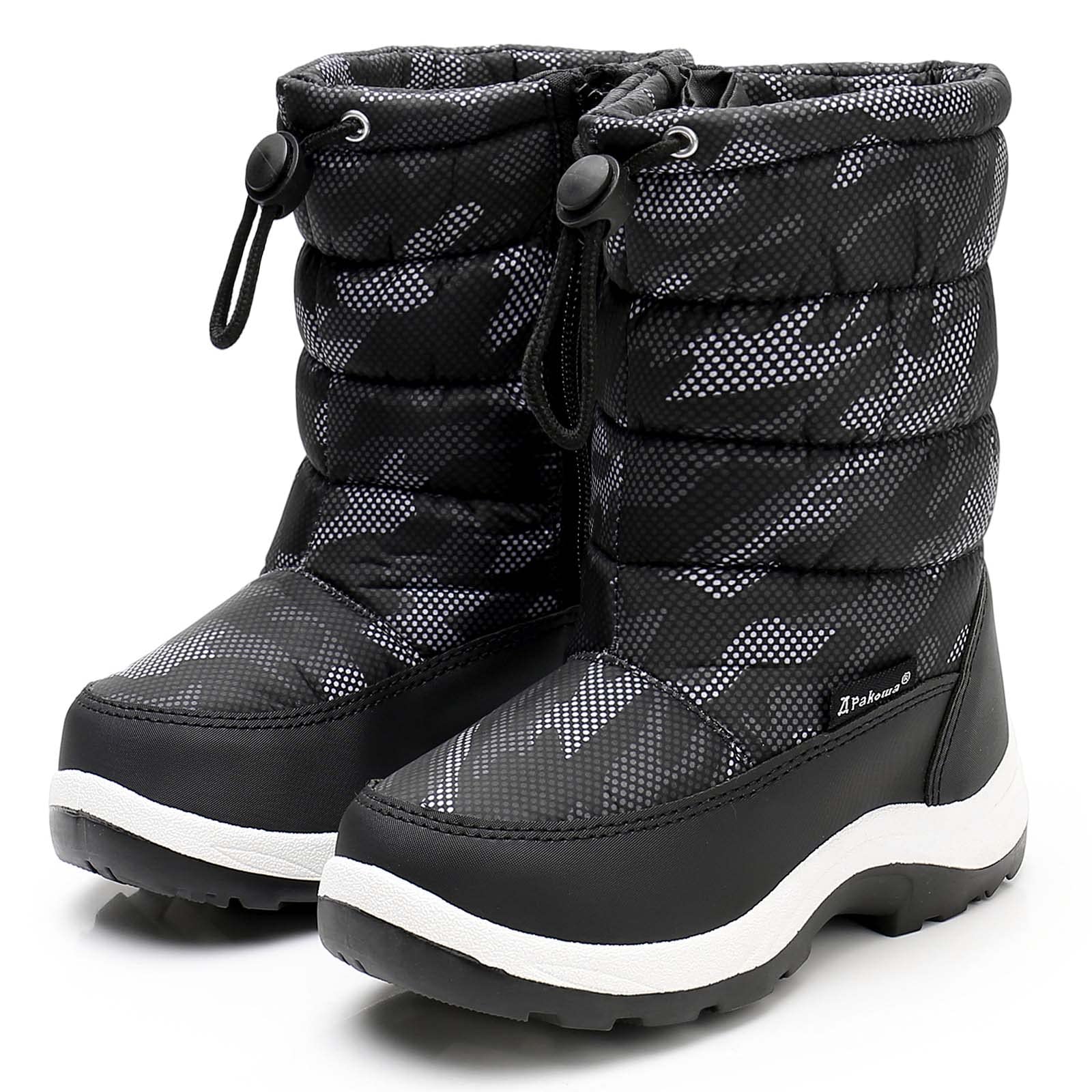 Apakowa Waterproof Winter Snow Boots for Kids - Cold Weather & Water Resistant (Toddler/Little Kid/Big Kid) - Perfect for Snow Play, Hiking & Outdoor Adventures
