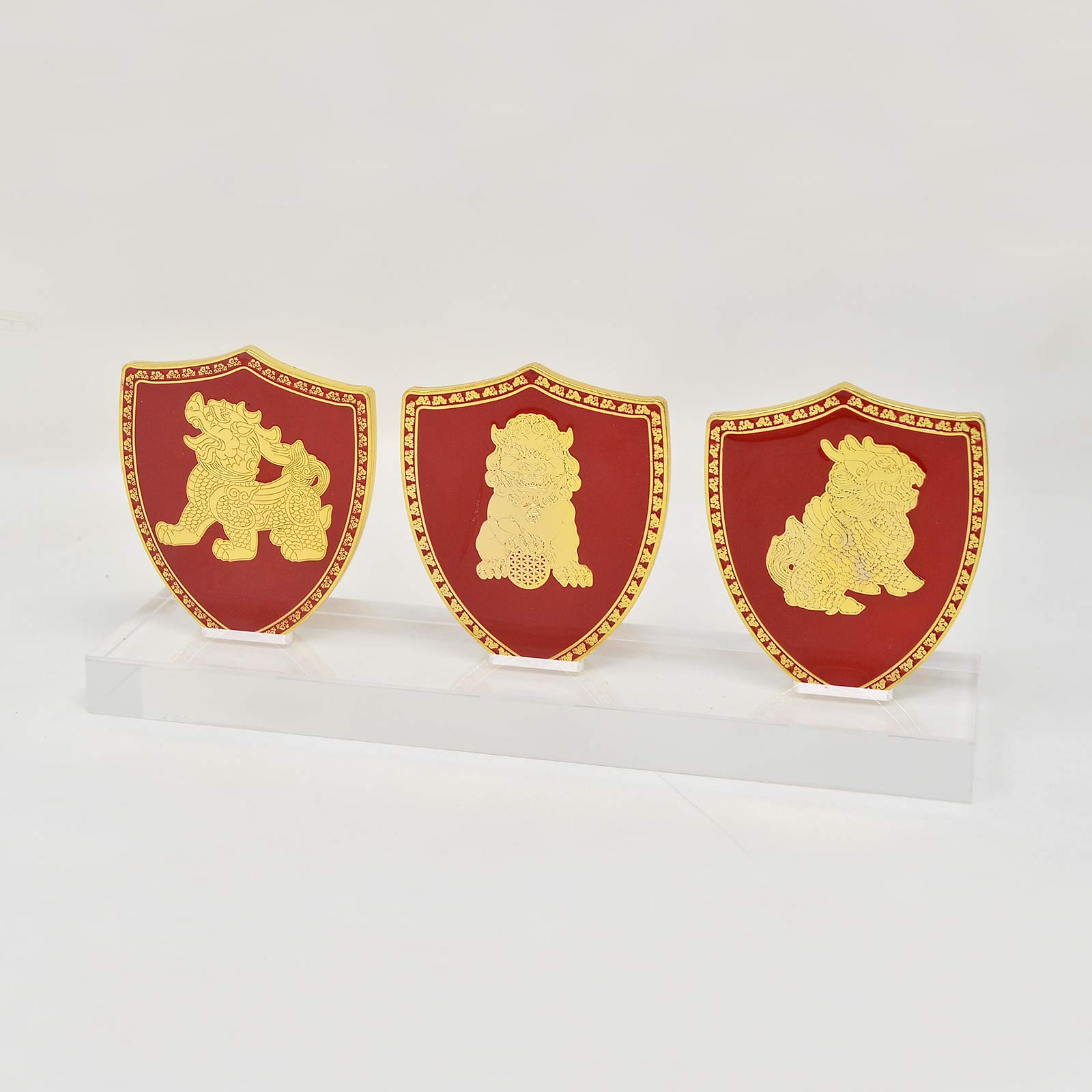 Feng Shui Red Shield Stand - Protection from 3 Killings (W4292) | Chinese Home Decor for Good Luck & Positive Energy | Perfect for Living Room, Office & Entryway