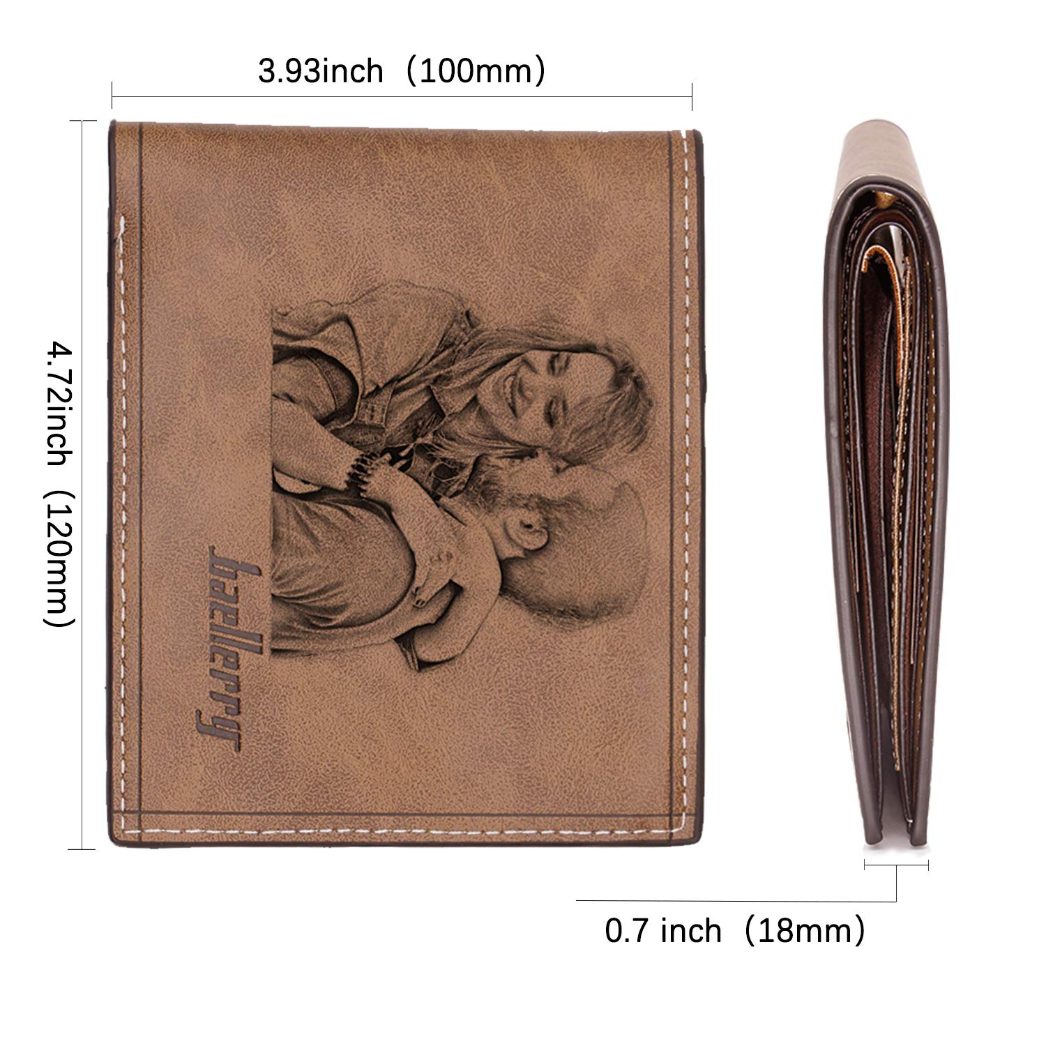 Personalized Men's Leather Wallet with Custom Photo Engraving - Dark Brown RFID Blocking Bifold Wallet for Dad, Husband, Boyfriend Gift | Perfect for Everyday Use, Travel & Special Occasions