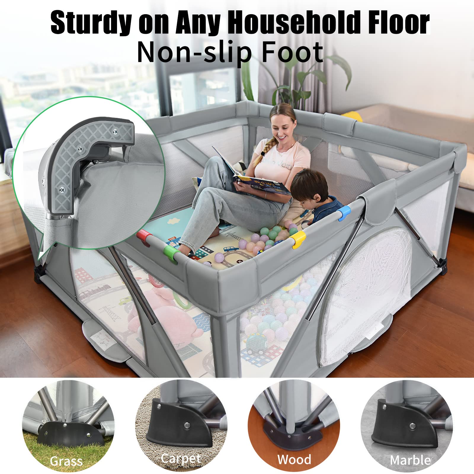Heyo.Ja Large Foldable Baby Playpen with Gate - 47