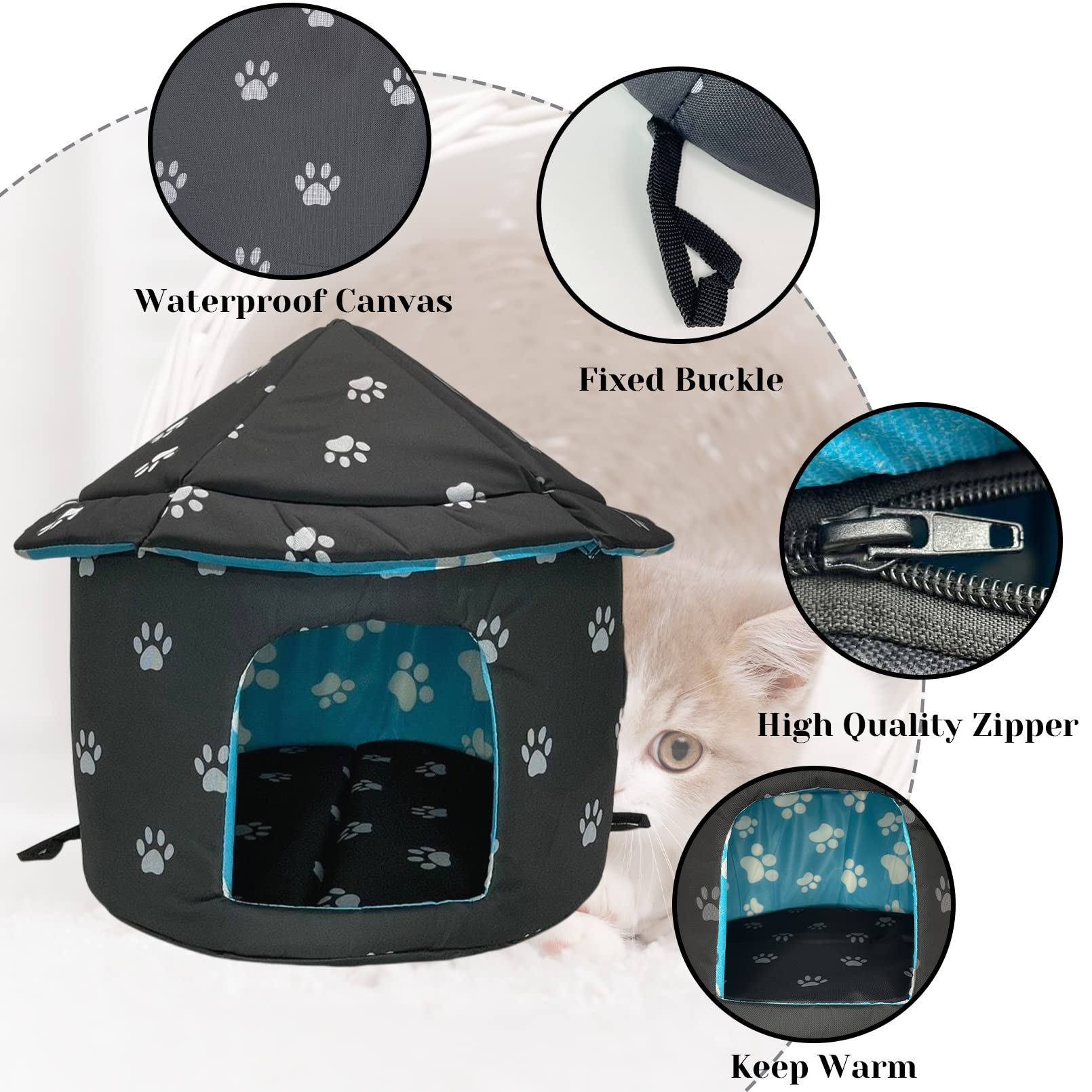 Waterproof Outdoor Cat Shelter - Foldable Warm Pet House for Winter, Camping & Backyard