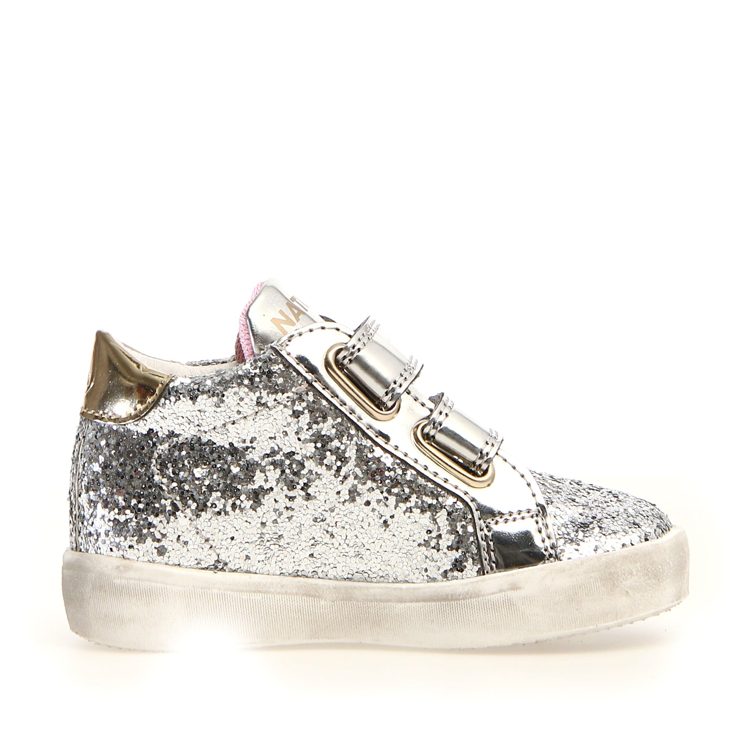 Naturino Dorrie VL Glitter Shoes for Girls - Silver | Comfortable & Stylish Kids' Footwear for School, Play & Special Occasions