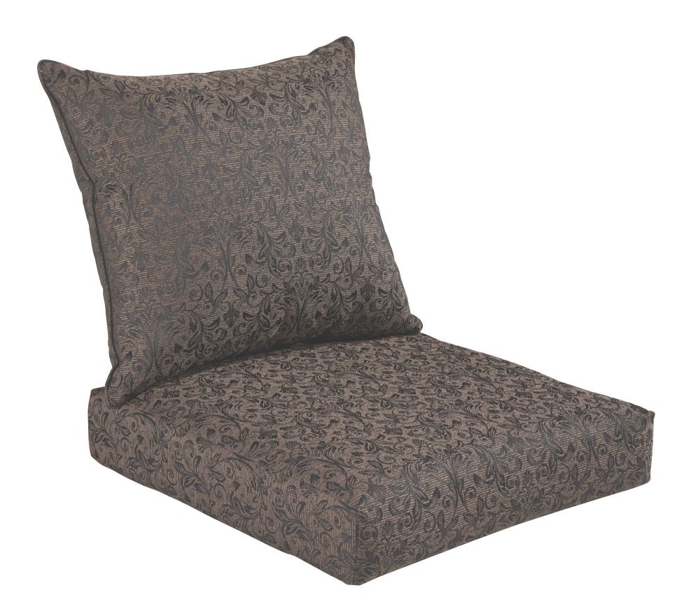 BOSSIMA Indoor Outdoor Black Gold Damask Deep Seat Chair Cushion Set - Spring Summer Replacement Cushions for Patio, Deck, Garden & Living Room Furniture