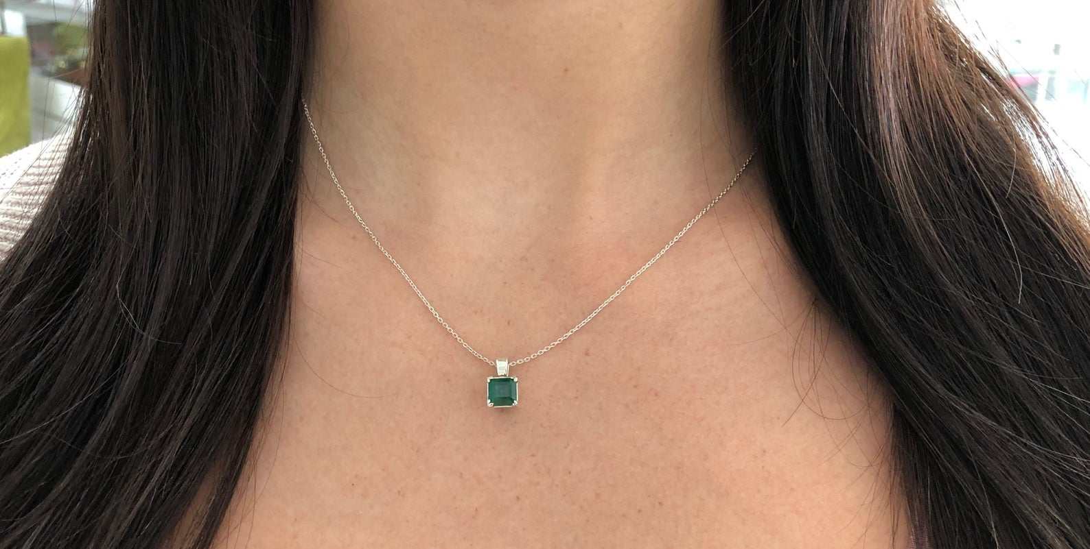 0.90 Carat Natural Emerald Pendant in 925 Sterling Silver - Elegant Jewelry Gift for Women, Birthday, Anniversary & Special Occasions
