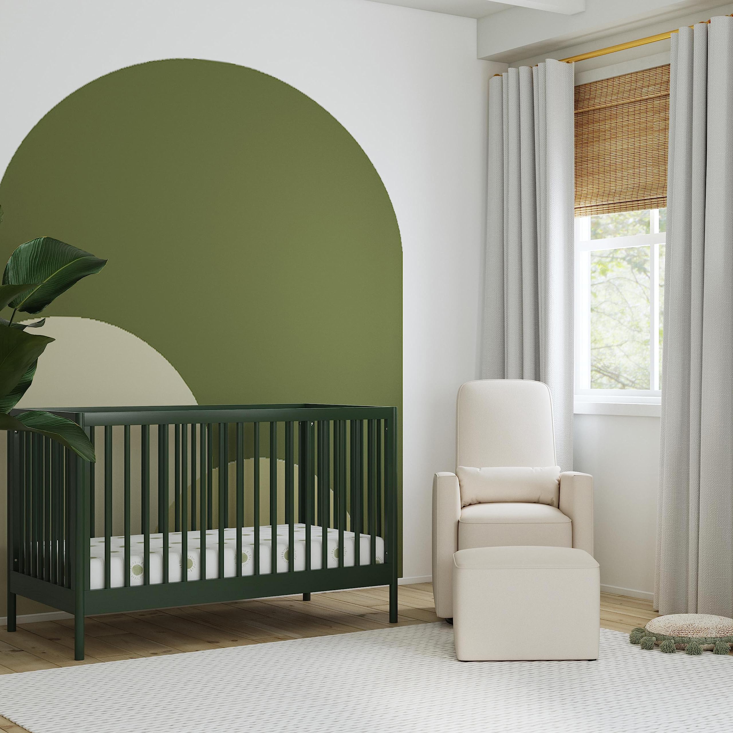 DaVinci Birdie 3-in-1 Convertible Baby Crib to Toddler Bed & Daybed - GREENGUARD Gold Certified, 4 Adjustable Mattress Heights, Durable & Easy Assembly - Forest Green | Nursery, Bedroom & Guest Room Use