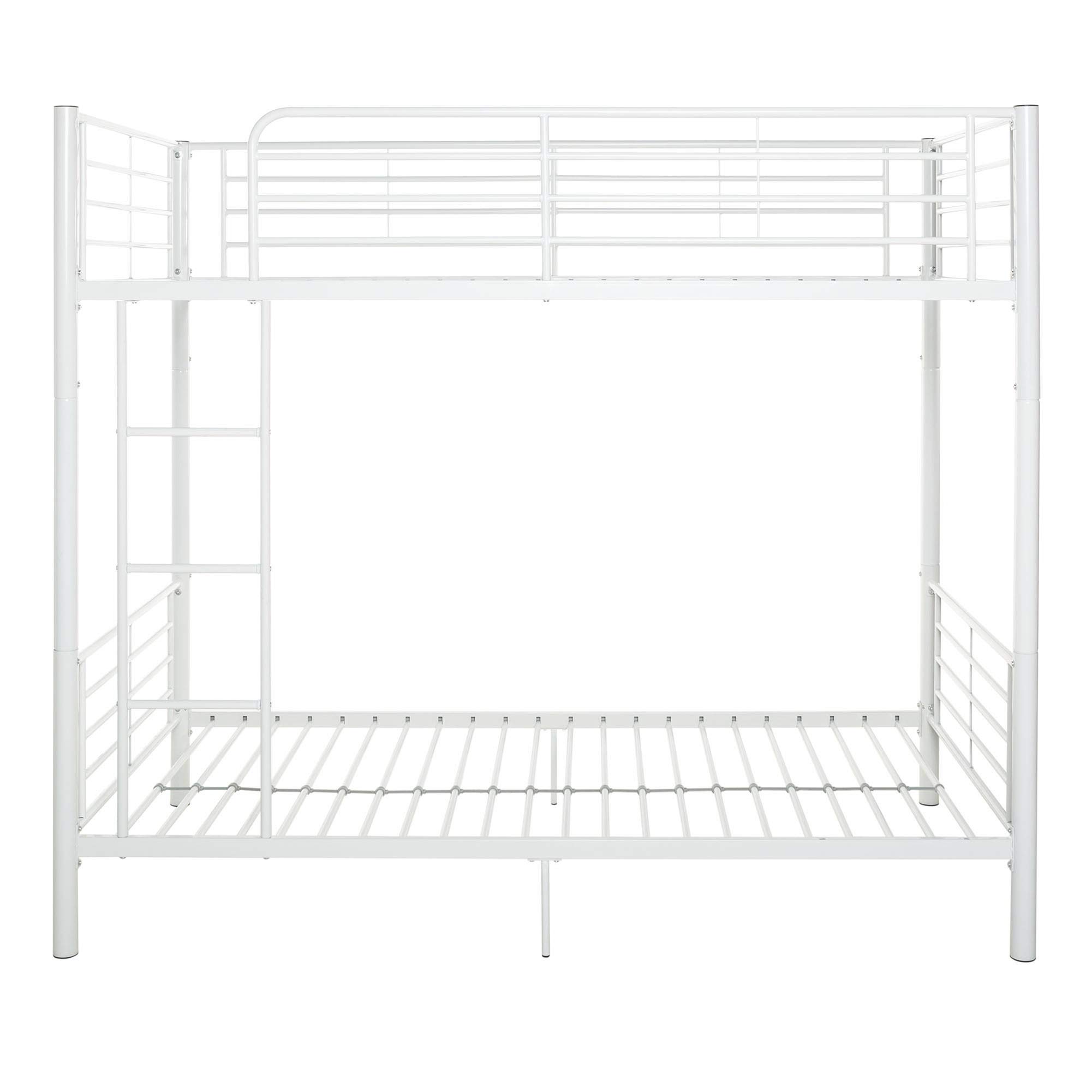 Walker Edison Elodie Urban Industrial Twin over Twin Metal Bunk Bed - Sturdy White Metal Frame for Kids & Teens - Perfect for Small Bedrooms, Dorms & Guest Rooms