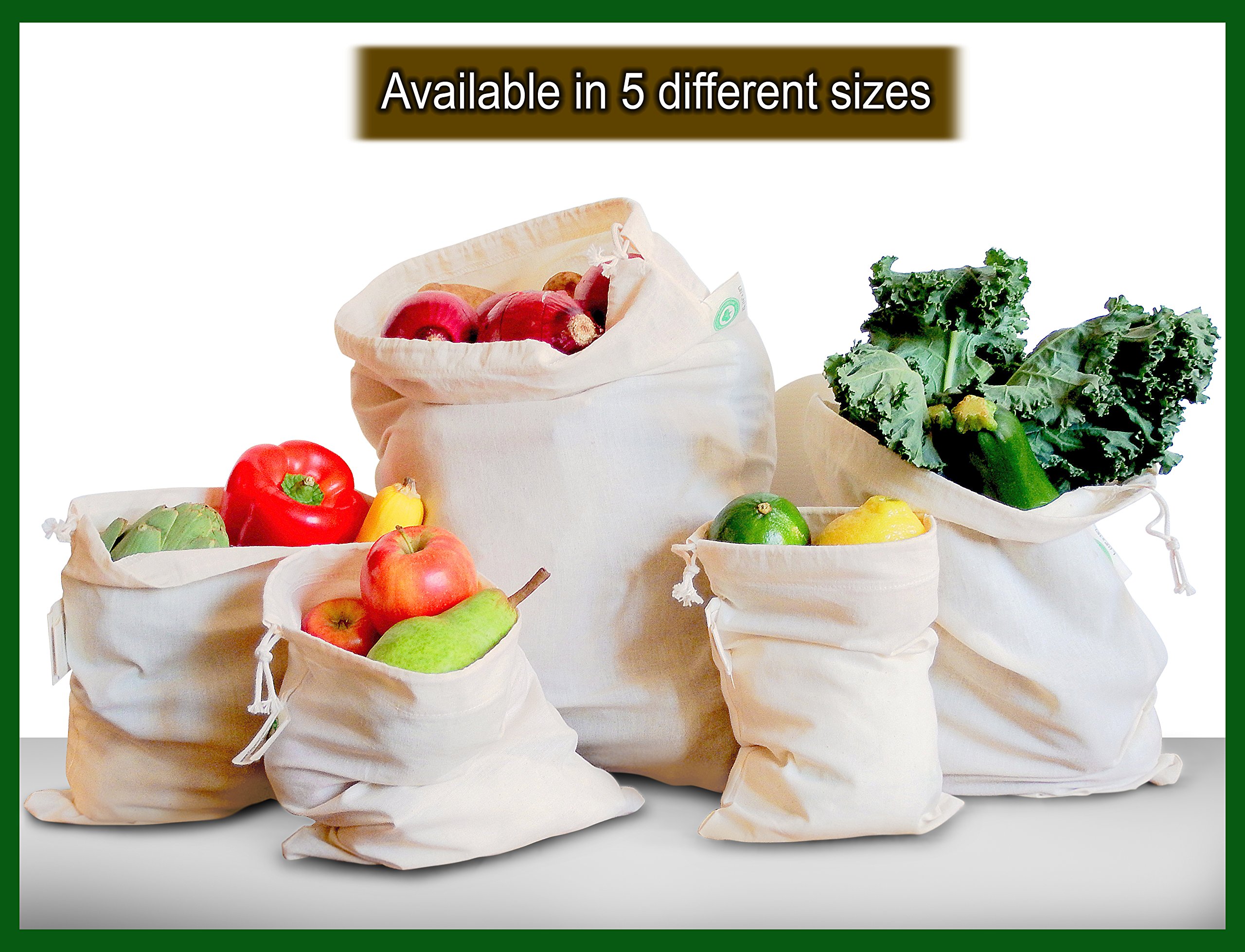 Organic Cotton Reusable Grocery Bags for Produce - Small 8