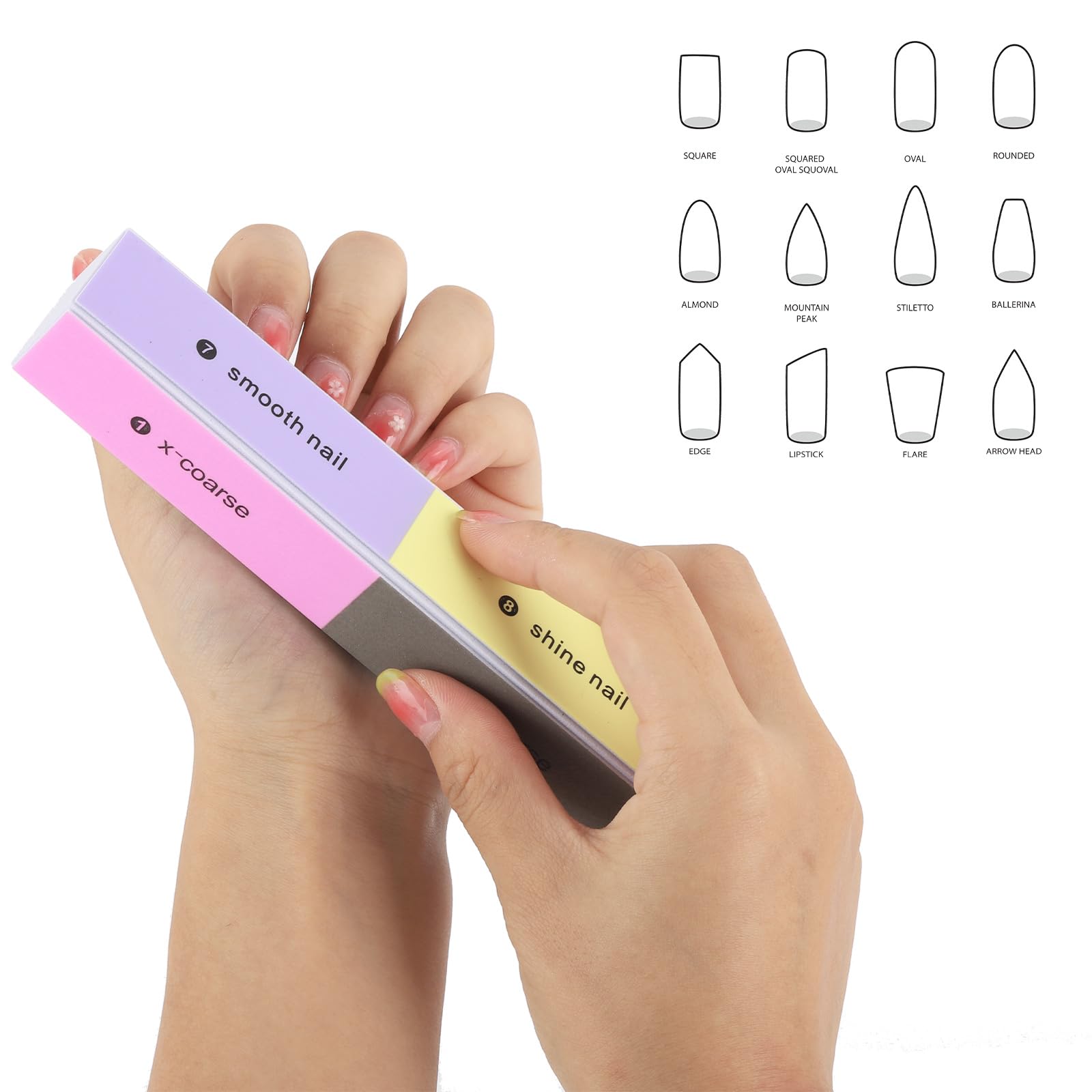 6 Pcs 8-Way Nail Buffer Blocks - Professional Nail Files for Natural & Acrylic Nails - All-in-One Buffing Block for Shaping, Smoothing, Polishing & Shining - Perfect for Home Manicures & Salon Nail Care