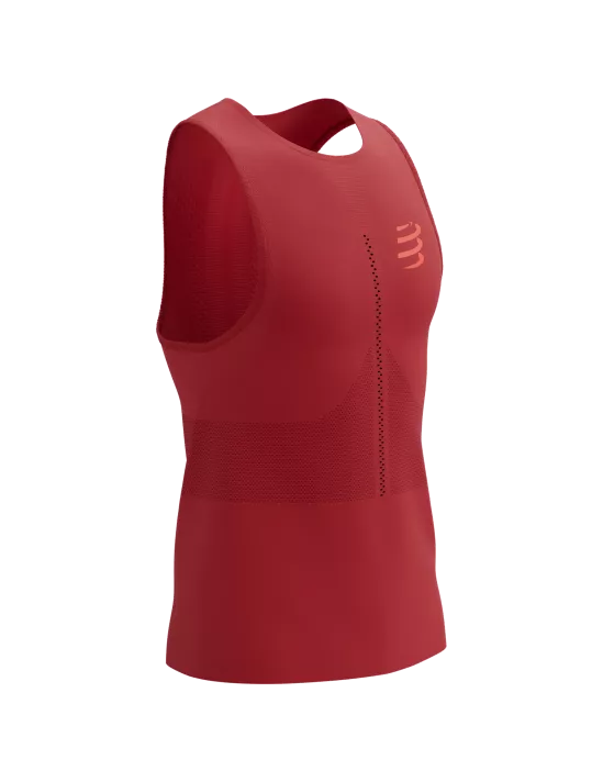 Compressport Men's Pro Racing Singlet - Lightweight Breathable Running Top for Marathon & Triathlon - Samba Red - Ideal for Training, Racing & Outdoor Sports