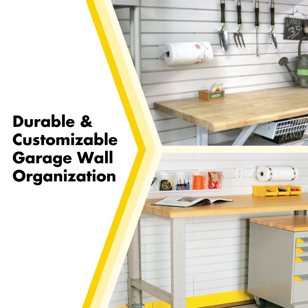 Wall Mount Paper Towel Holder for Garage Organization | Heavy Duty Hanging Paper Towel Dispenser | Compatible with TekPanel, TekTrak & Slat Walls | Perfect for Workshops, Garages & Kitchens