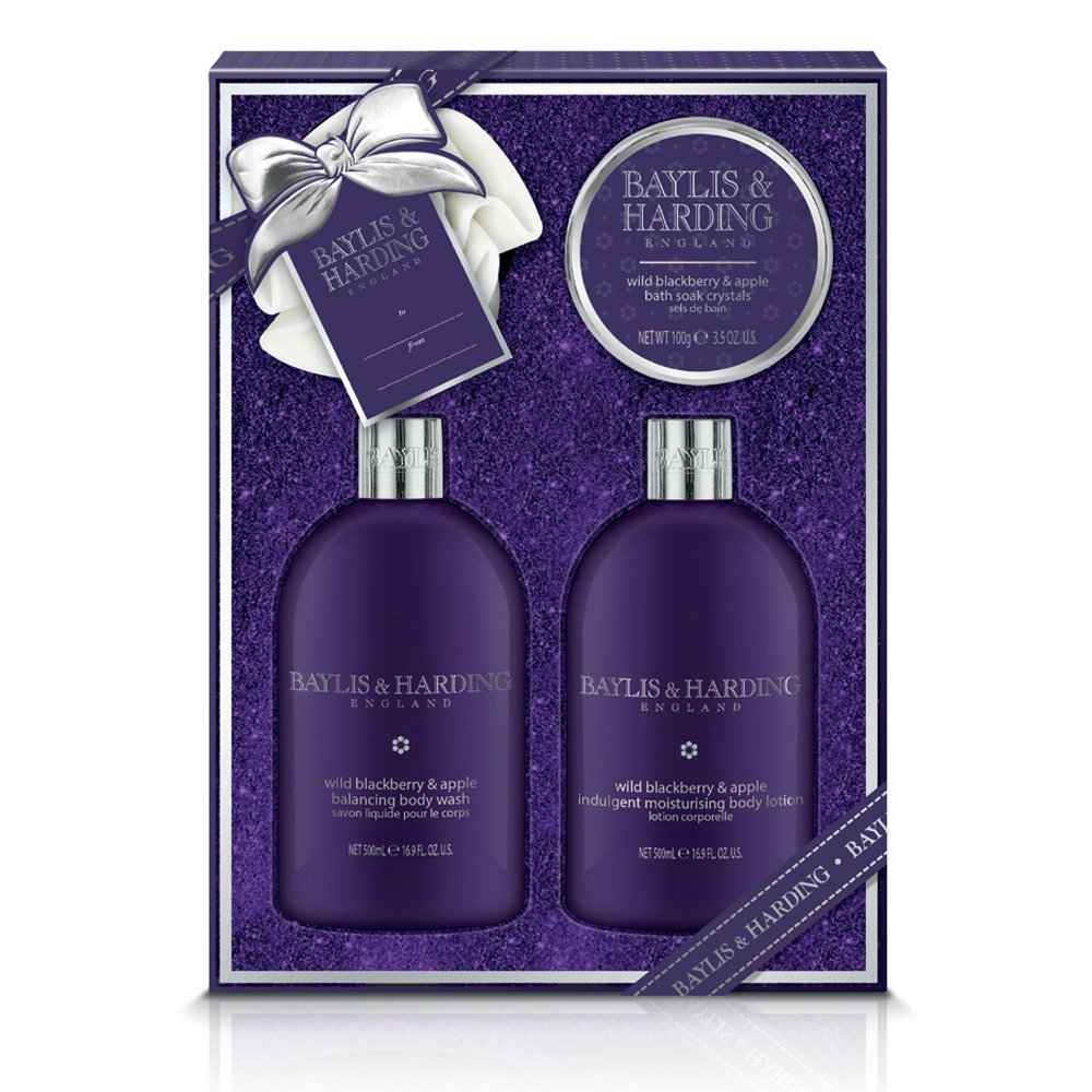 Baylis & Harding Wild Blackberry & Apple Luxury Bath & Body Gift Set - Moisturizing Body Wash, Lotion & Soap for Women - Perfect for Spa Day, Self-Care & Relaxation Gifts