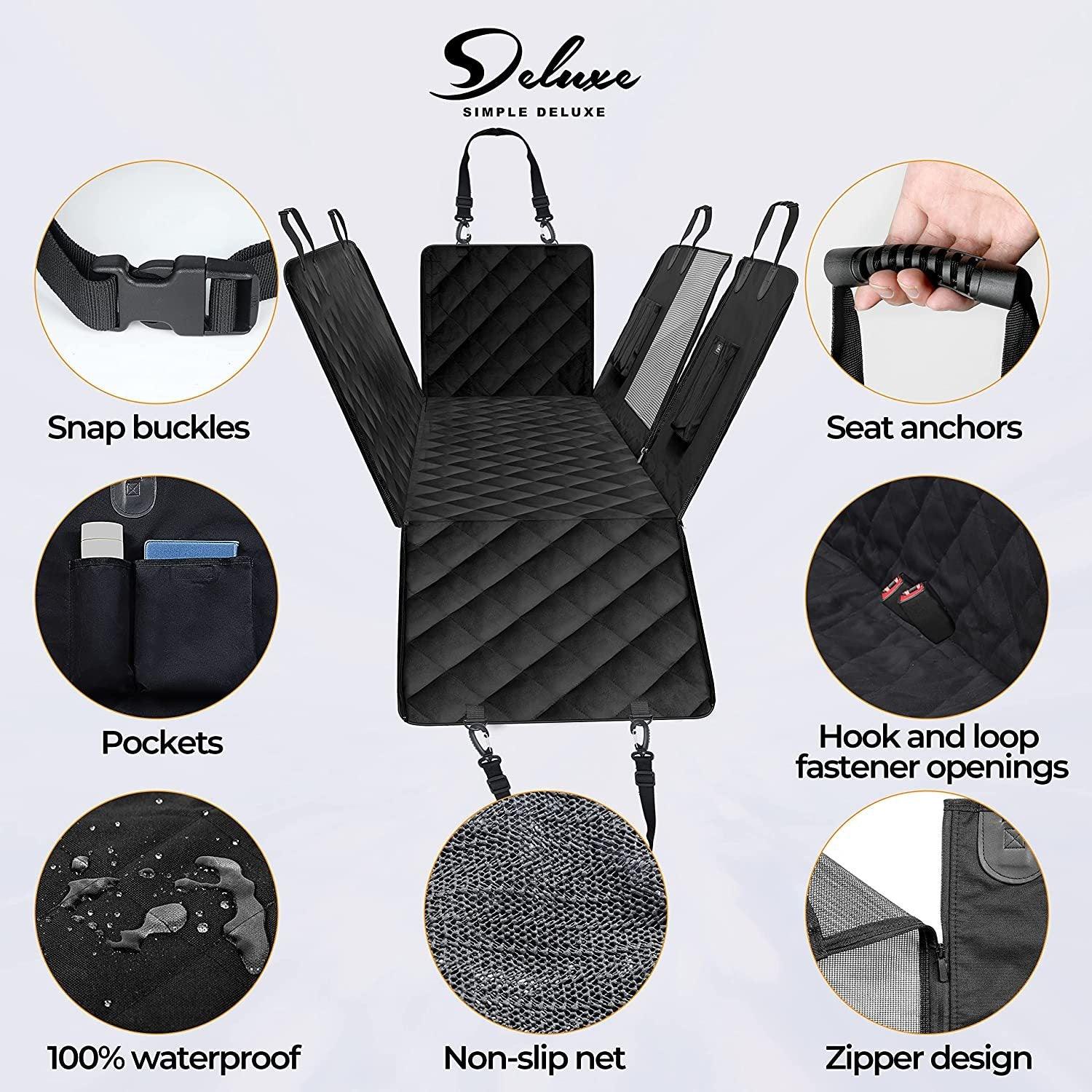Premium Waterproof Dog Car Seat Cover for Back Seat - Scratchproof & Nonslip Pet Hammock with Mesh Window - Fits Cars, Trucks & SUVs - Protect Your Vehicle from Dirt, Hair & Scratches - Perfect for Road Trips, Daily Commutes & Pet Adventures