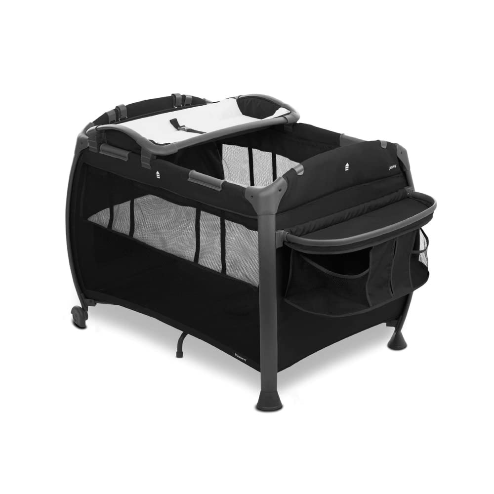 Joovy Room-Playard - Portable Baby Playard with Bassinet, Changing Table & Nursery Center for Newborns to Toddlers - Perfect for Home, Travel & Daycare (Black)