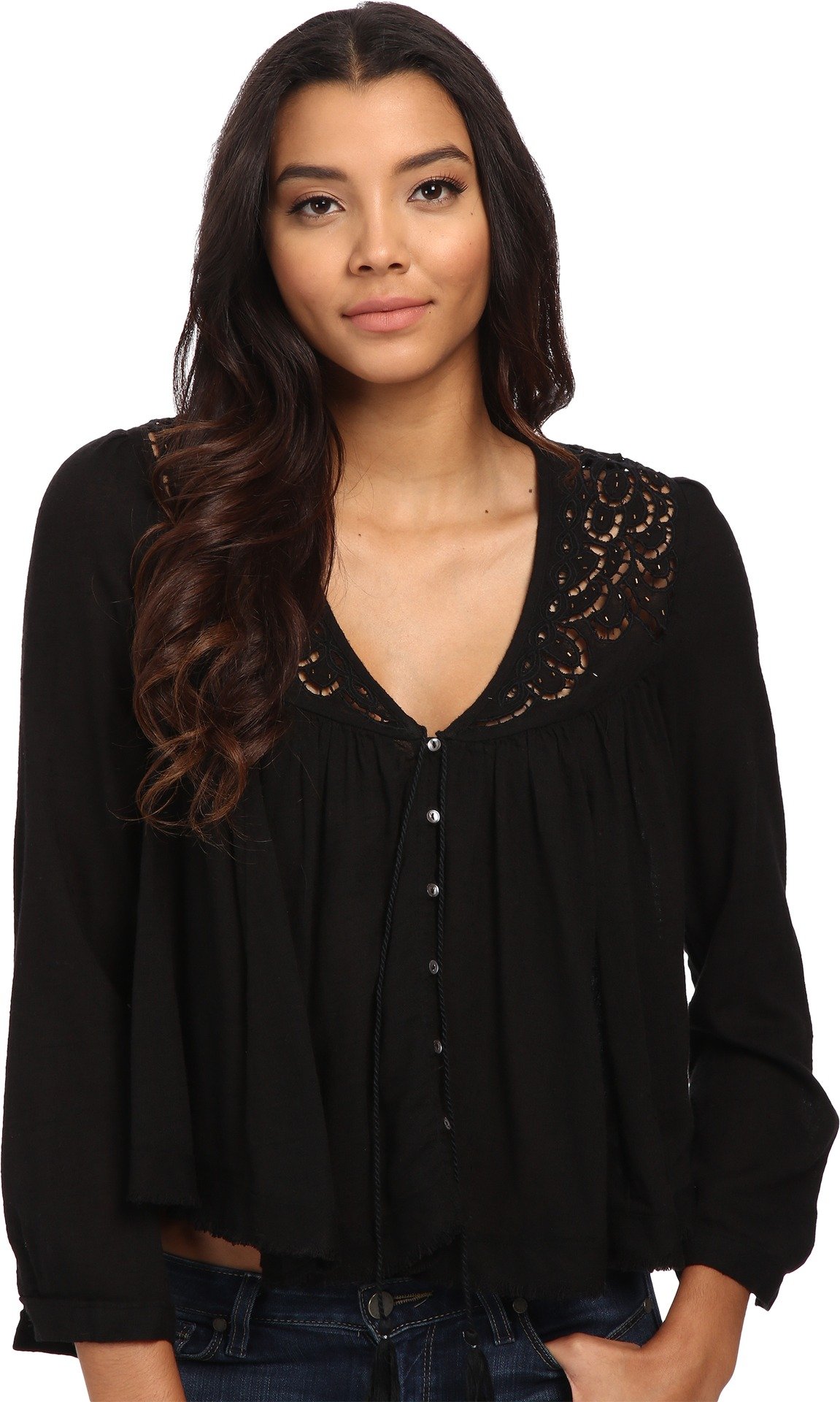 Free People Women's Boho Floral Print Off-Shoulder Blouse - Casual Summer Tops for Beach, Music Festivals & Date Nights
