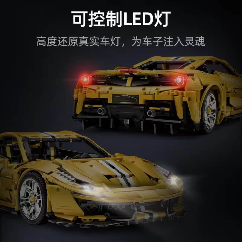 CADA C61057 Master Yellow Ferrari 488 1:8 Scale 3229-Piece Building Blocks Set - Perfect for Collectors, Model Enthusiasts & DIY Home Decoration
