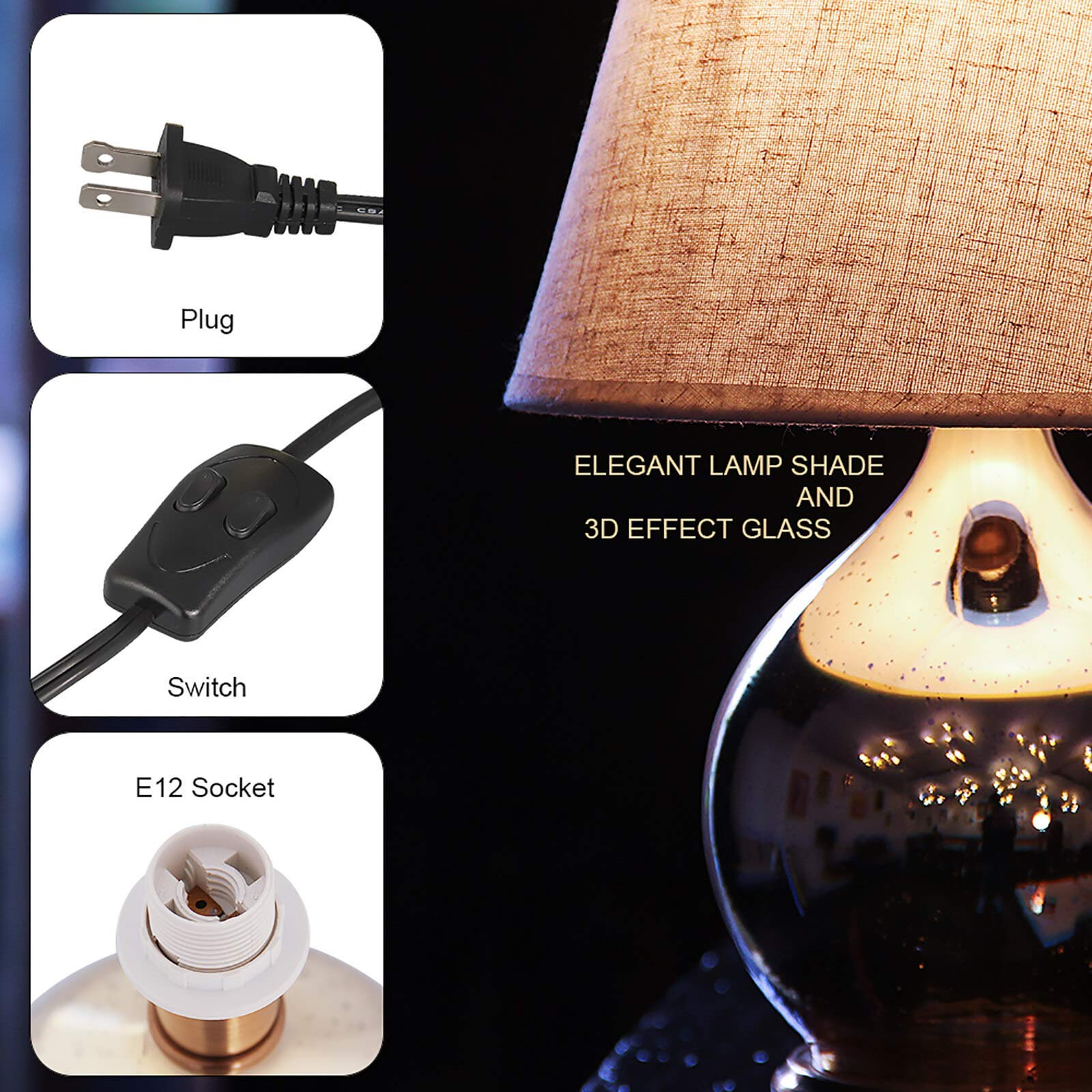 Porseme Table Lamp with Aladdin Style and Vase Set - Includes LED Bulbs - Perfect for Bedroom, Living Room & Office Decor
