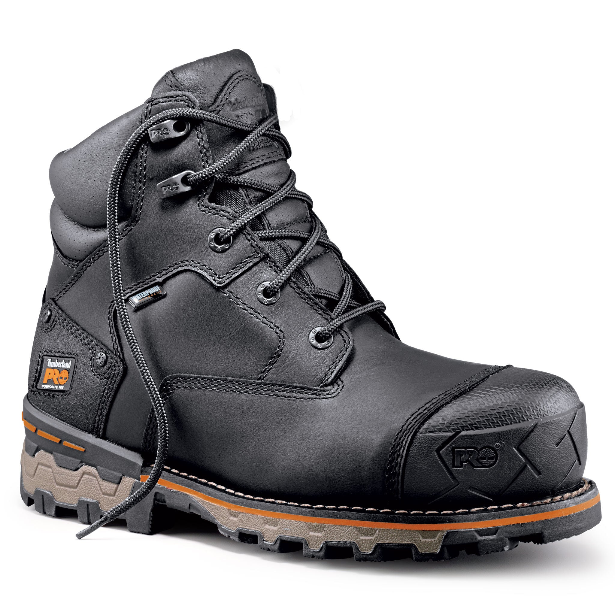 Timberland PRO Boondock Men's 6 Inch Waterproof Composite Toe Work Boots A11UT - Black Safety Shoes for Construction, Hiking & Outdoor Work