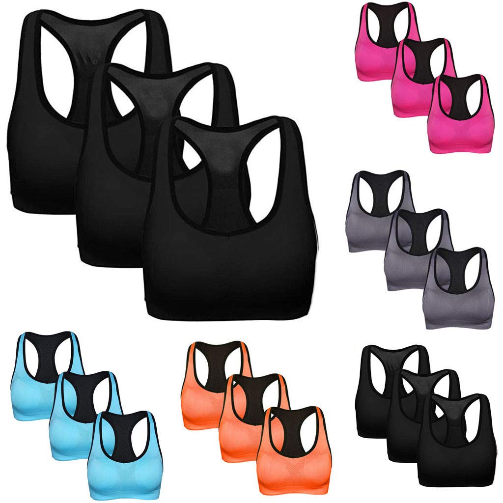 3PC Women's Racerback Sports Bras - High Impact Workout Gym Activewear with Padding & Seamless Design for Yoga, Running, CrossFit & High-Intensity Training - Moisture-Wicking & Supportive for All-Day Comfort