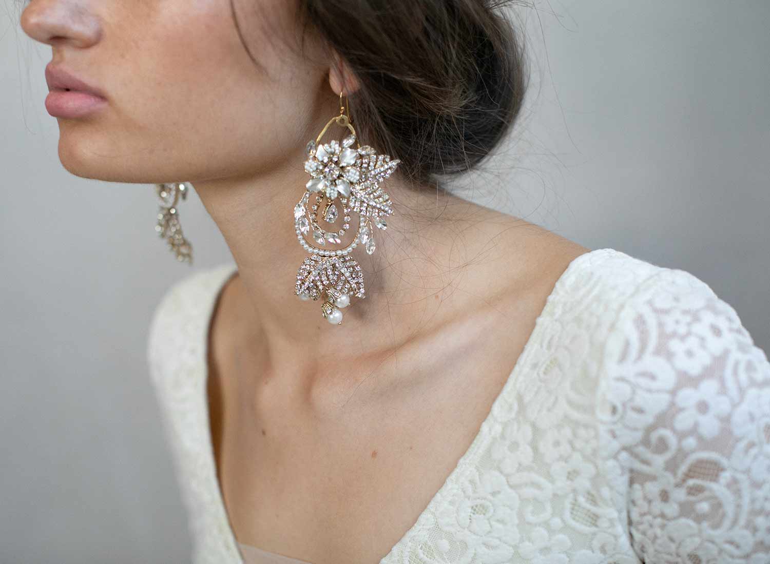 Elegant Gold Flower and Leaf Chandelier Earrings - Style #910 | Vintage-Inspired Dangle Earrings for Women | Perfect for Weddings, Parties & Evening Events