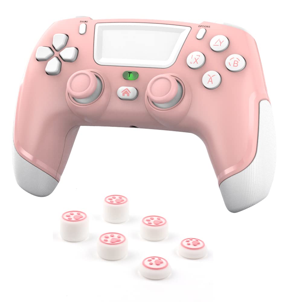 ROTOMOON Wireless PS4 Controller - Compatible with PS4 Pro, PS4 Slim & DualShock 4 | Built-in Headphone Jack | Ergonomic Design | Pink Gaming Controller for PS4 - Perfect for Fortnite, Call of Duty & Long Gaming Sessions