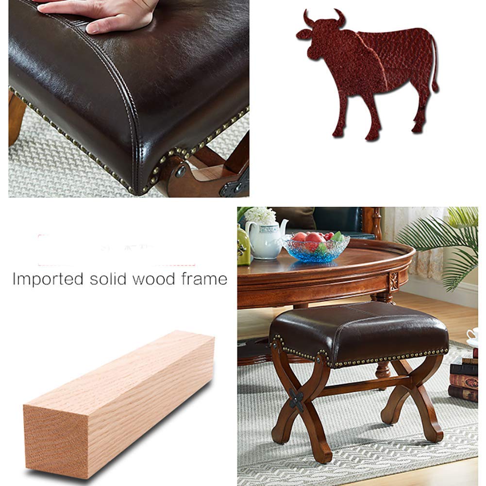 Premium Leather Ottoman Foot Stool - Modern Rectangle Footrest with Padded Seat (48x38x39cm) | Versatile Makeup Stool, Coffee Table Companion & Living Room Accent Chair