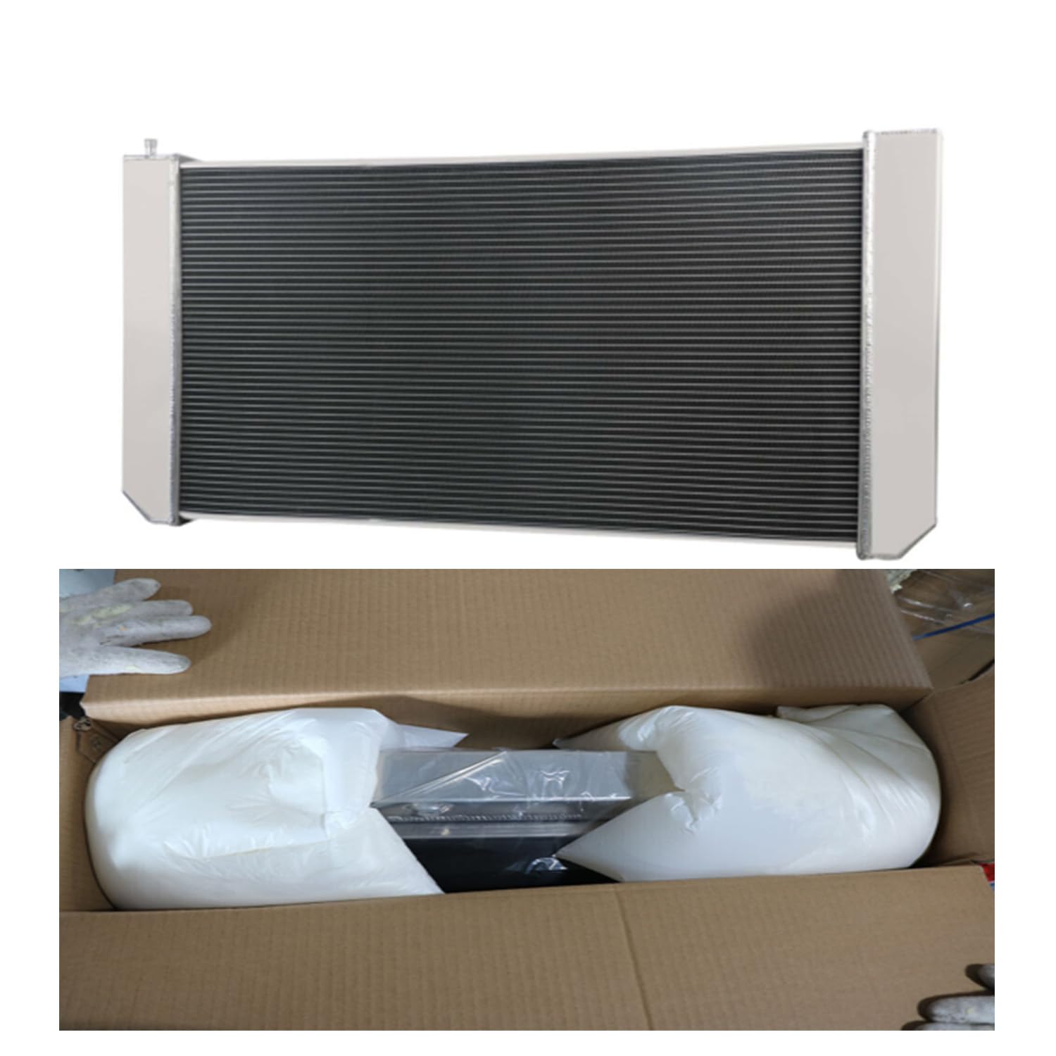 High-Performance 3-Row Full Aluminum Radiator for 2003-2009 Chevy GMC C4500 C5500 C6500 Topkick/Kodiak 6.6L 8.1L Diesel Engines - Heavy-Duty Cooling Solution for Commercial Trucks & Work Vehicles