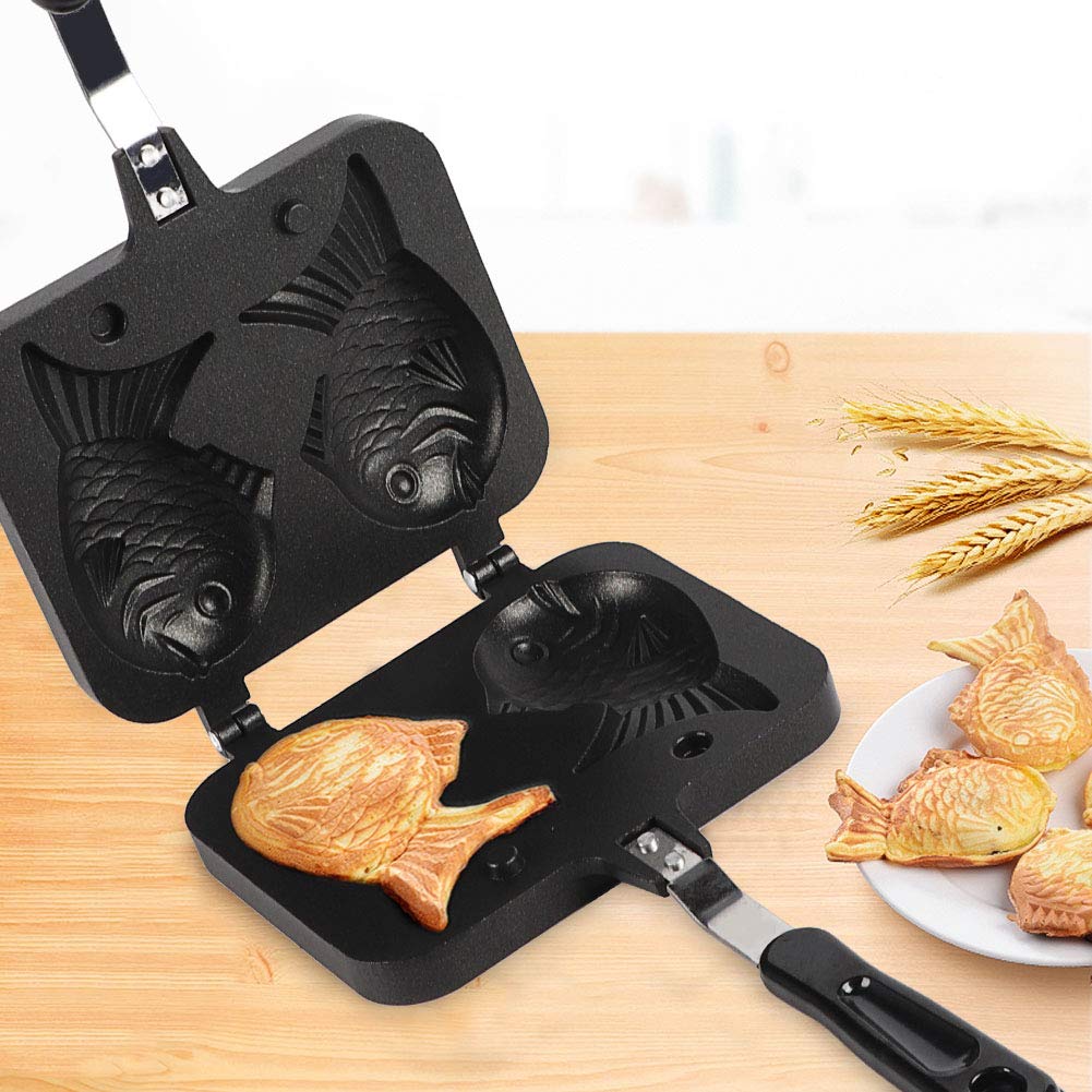 Non-Stick Double Fry Pan & Taiyaki Cake Pan - Japanese Waffle Maker for Perfect Pancakes, Fish-Shaped Cakes - Ideal for Home Kitchen, Breakfast, and Dessert Making