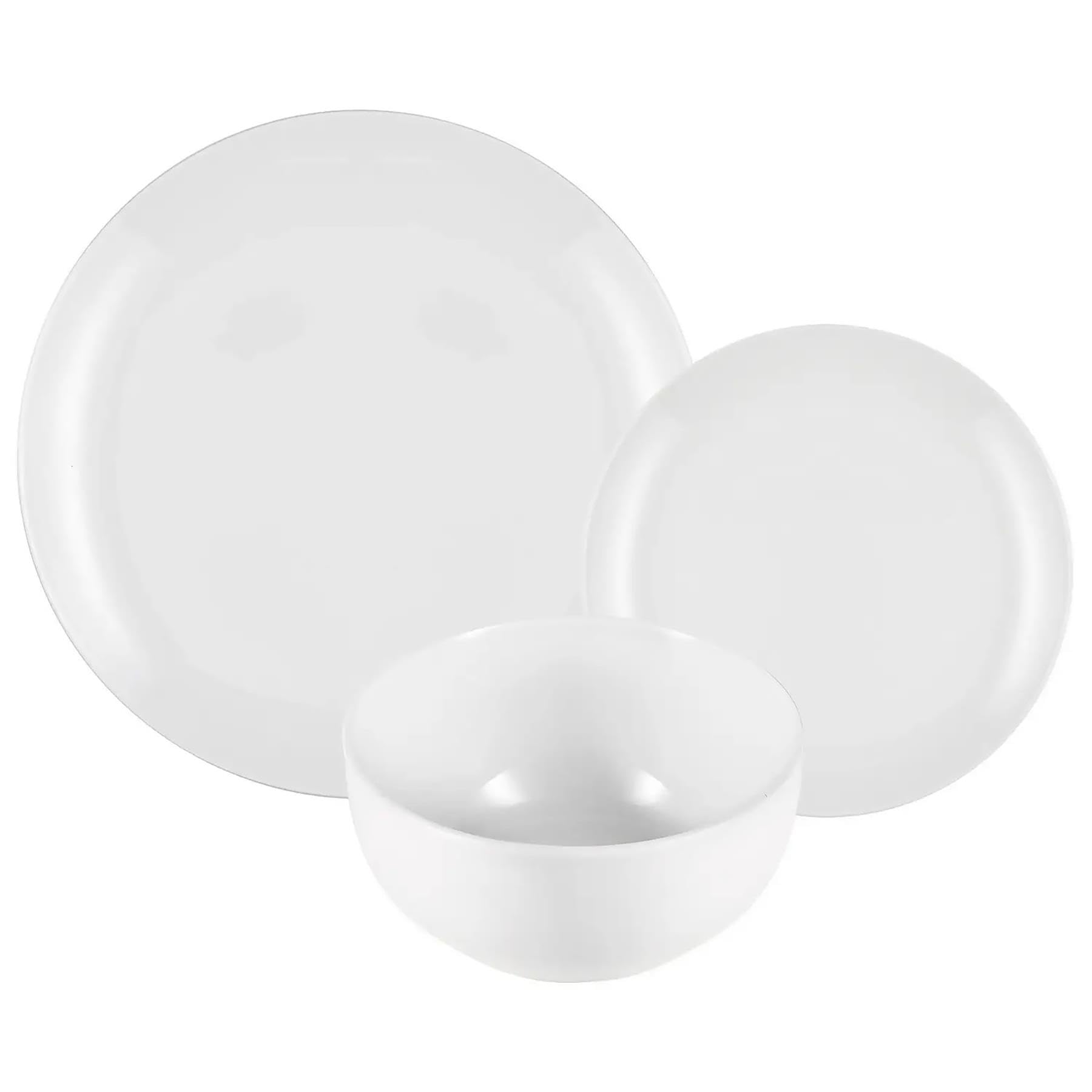 12-Piece Porcelain Dinnerware Set - 4 Dinner Plates, 4 Salad Plates & 4 Bowls - Dishwasher & Microwave Safe White Tableware for Everyday Dining & Entertaining
